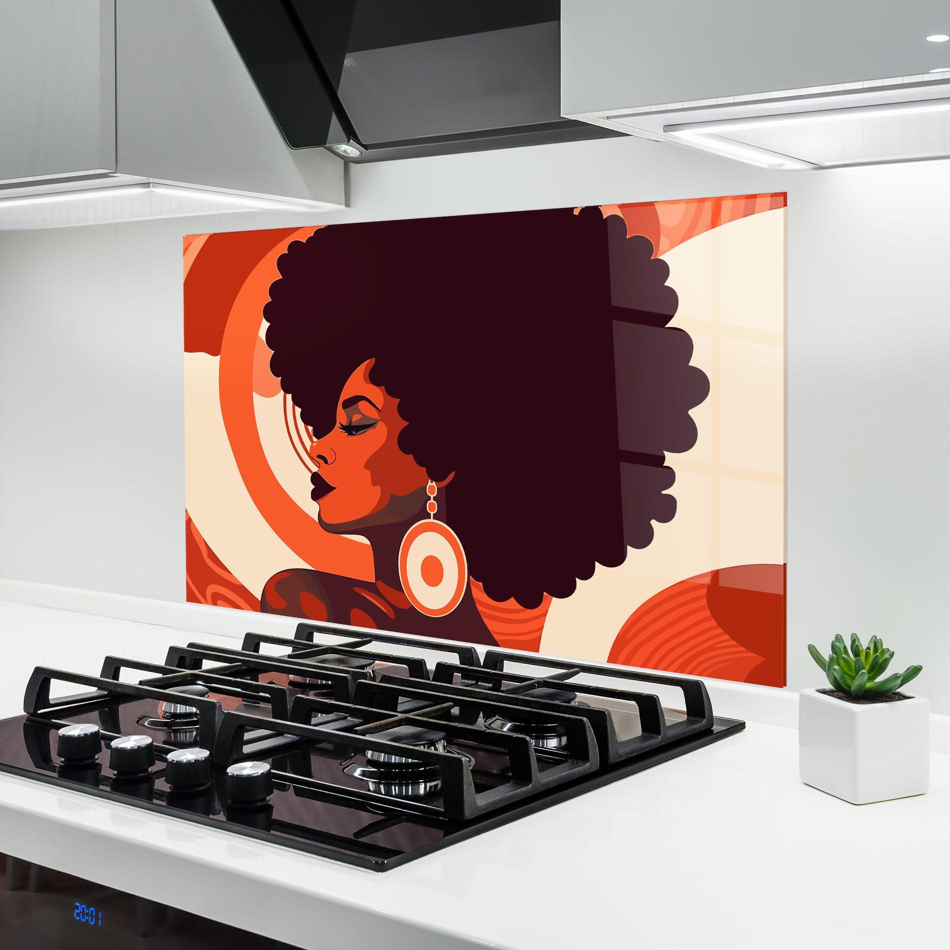 Konyhai üveg hátfal Disco Afro Style mockup 6