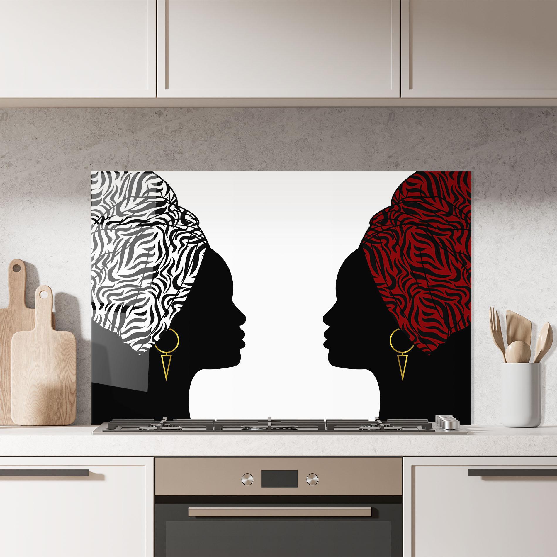 Konyhai üveg hátfal African Woman Talk mockup 7