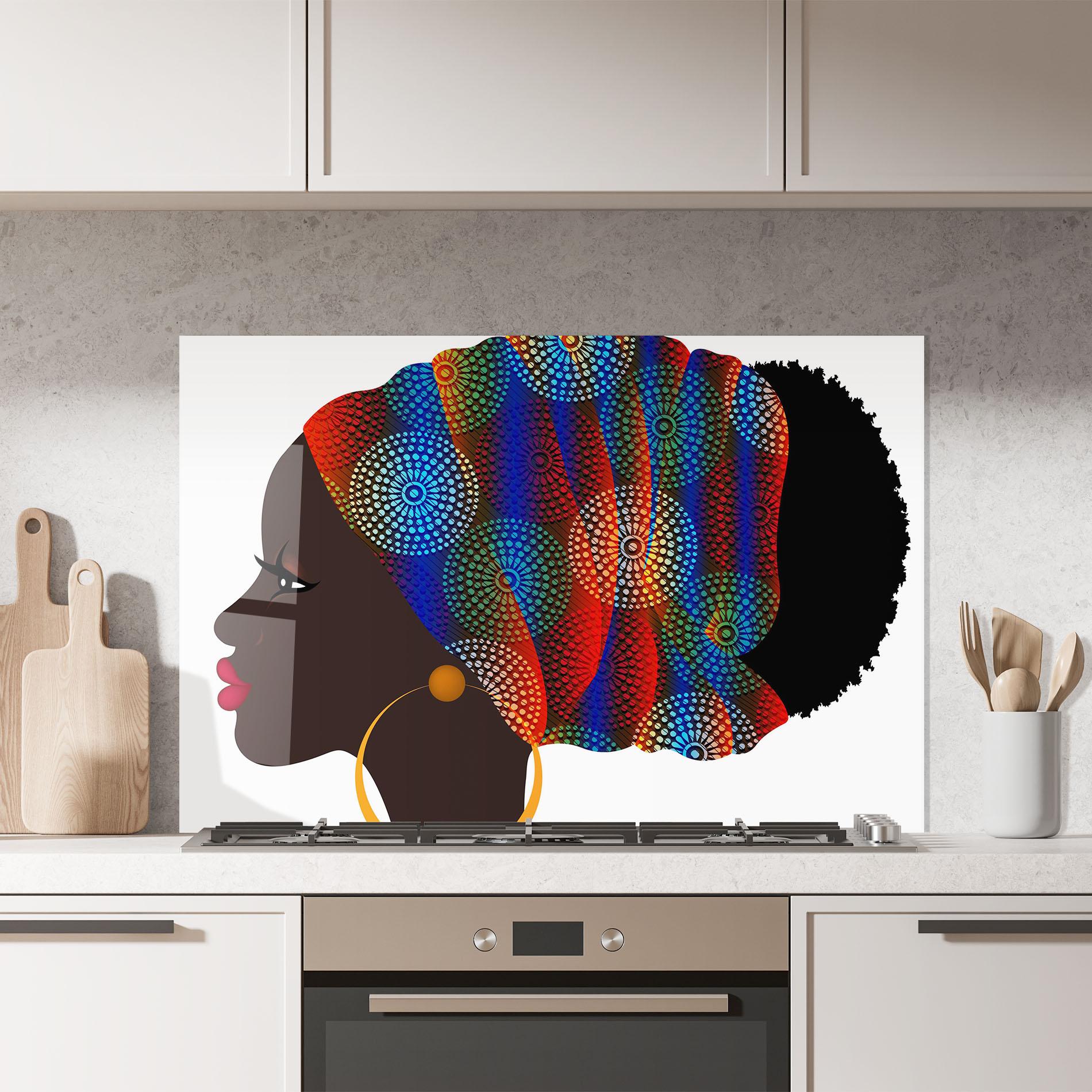 Konyhai üveg hátfal Afro Hairstyle mockup 7