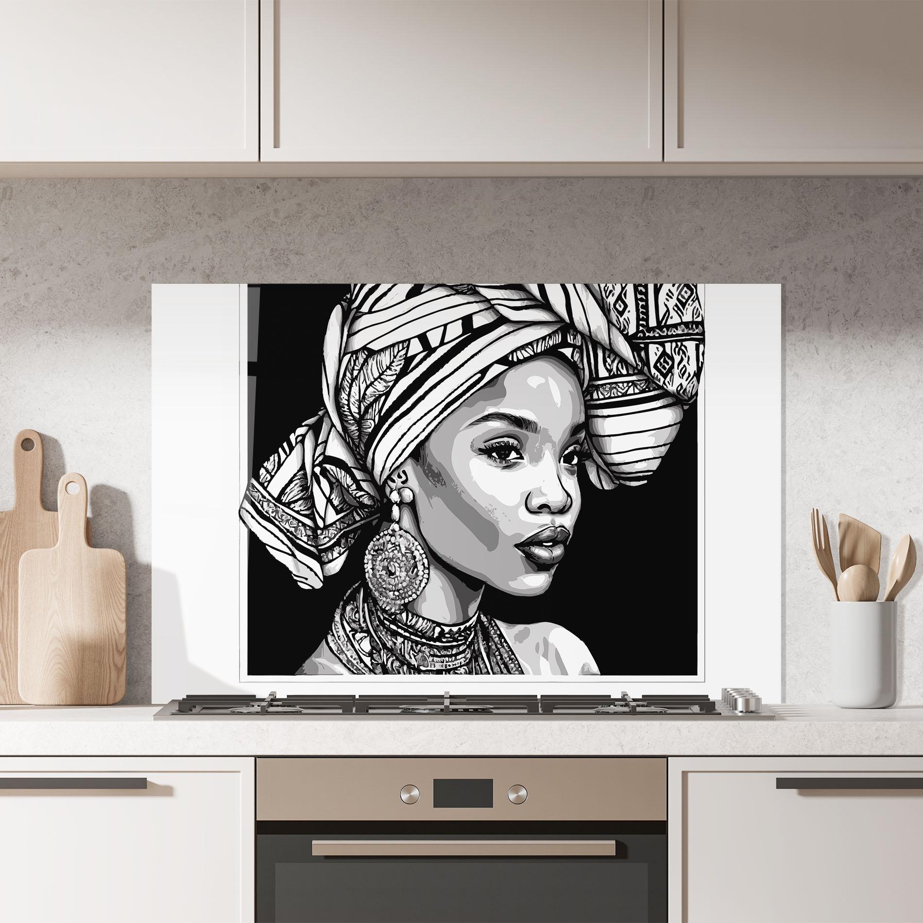 Konyhai üveg hátfal Beautiful African Lady mockup 7