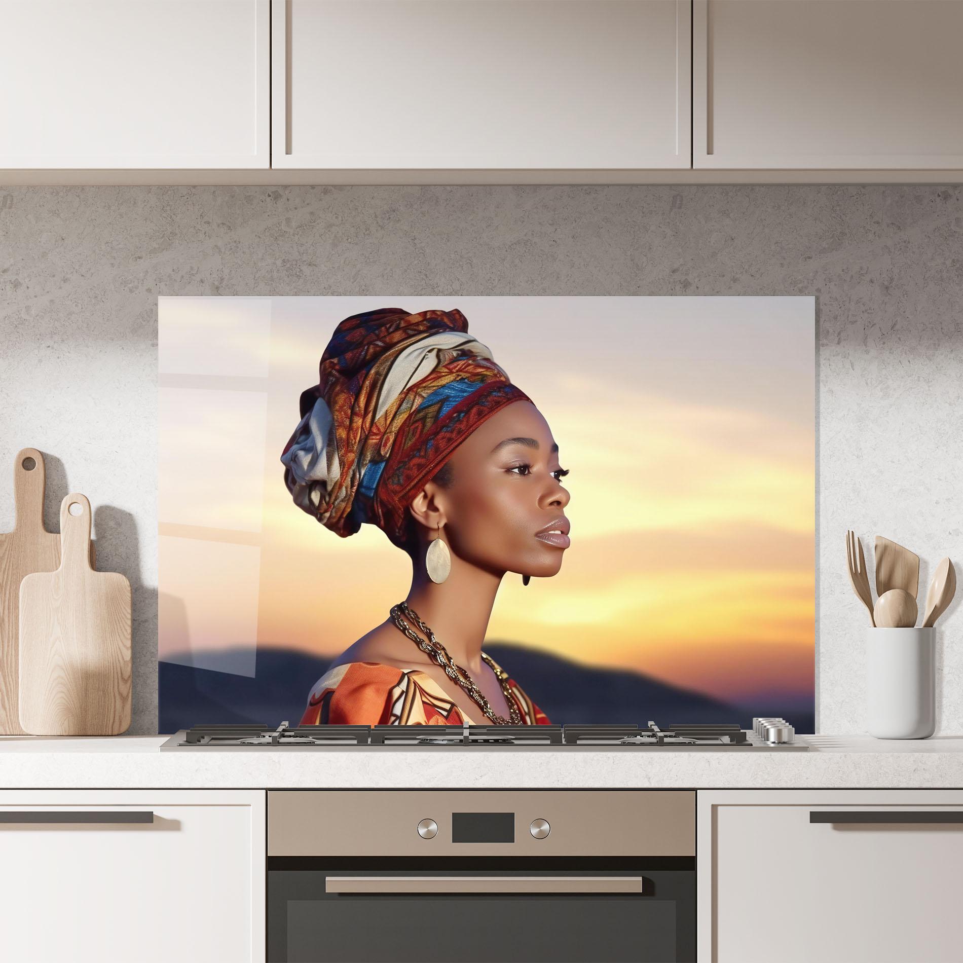 Konyhai üveg hátfal Beautiful African Sunset mockup 7