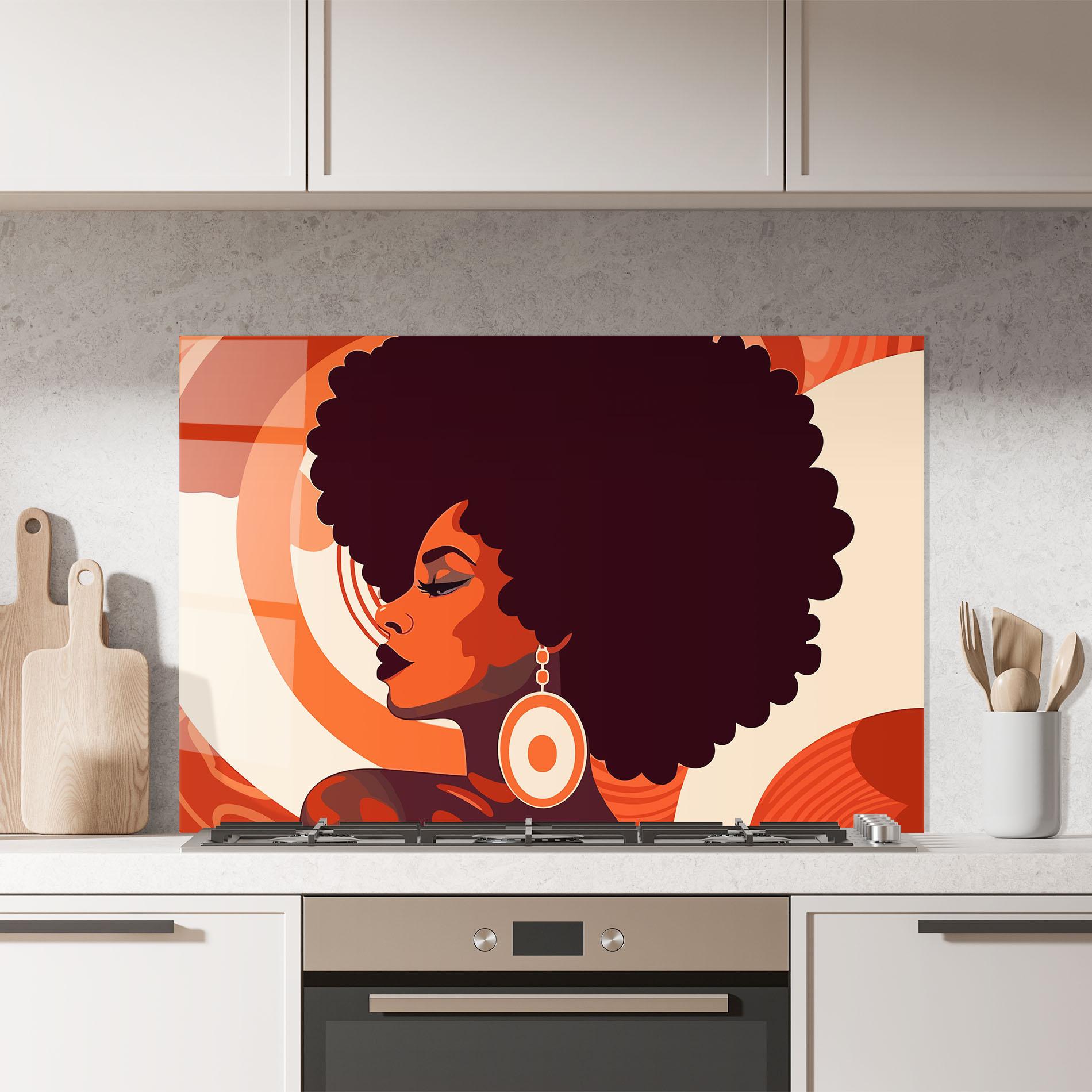 Konyhai üveg hátfal Disco Afro Style mockup 7