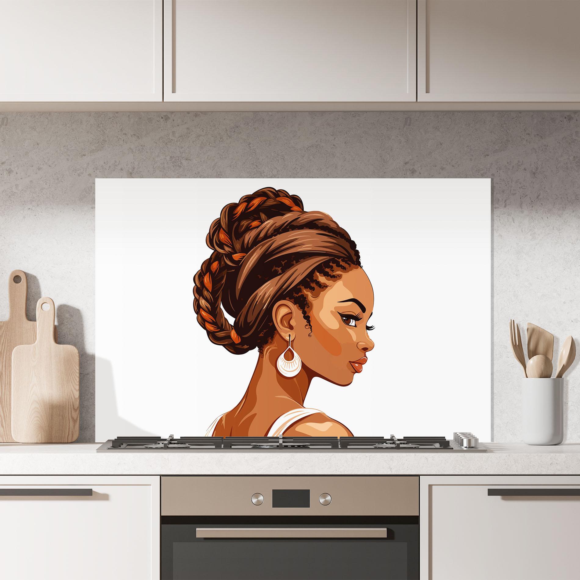 Konyhai üveg hátfal Pretty African Lady mockup 7