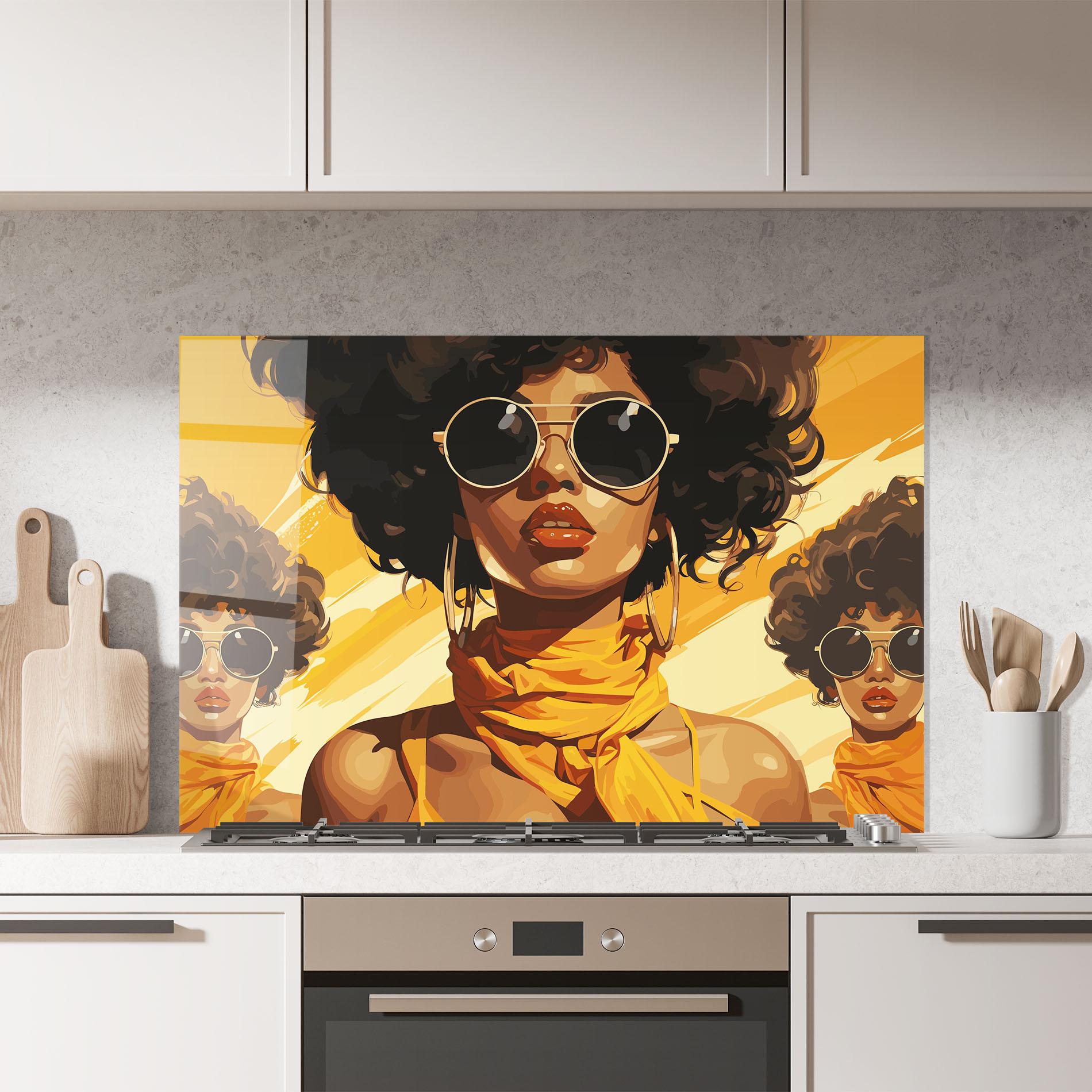 Konyhai üveg hátfal Yellow African Scarf mockup 7