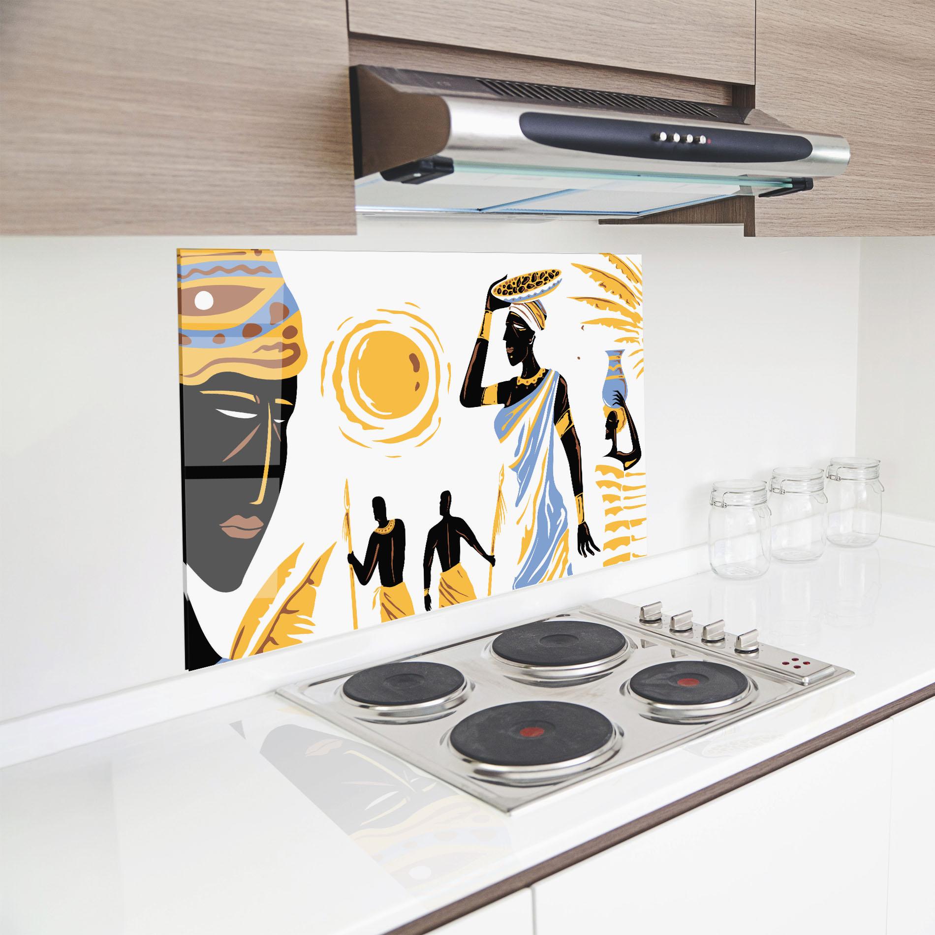 Konyhai üveg hátfal African Drawing mockup 8