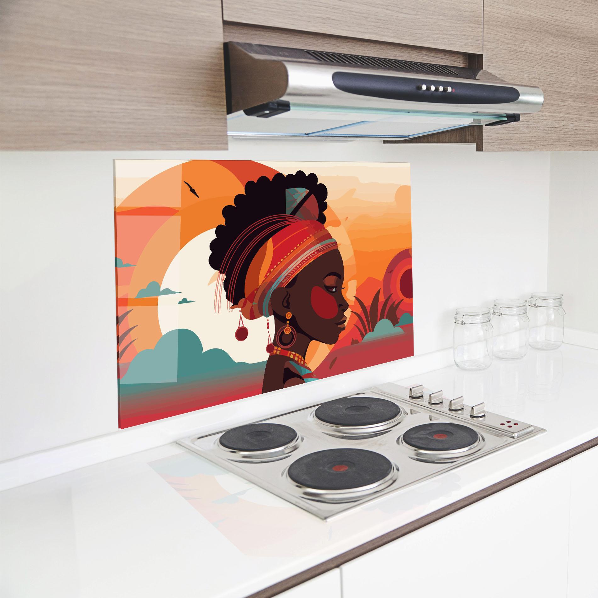 Konyhai üveg hátfal African Lady Art mockup 8