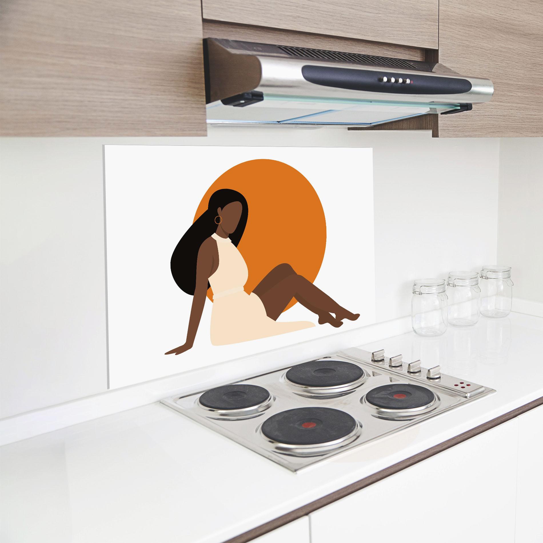 Konyhai üveg hátfal African Woman Dress mockup 8