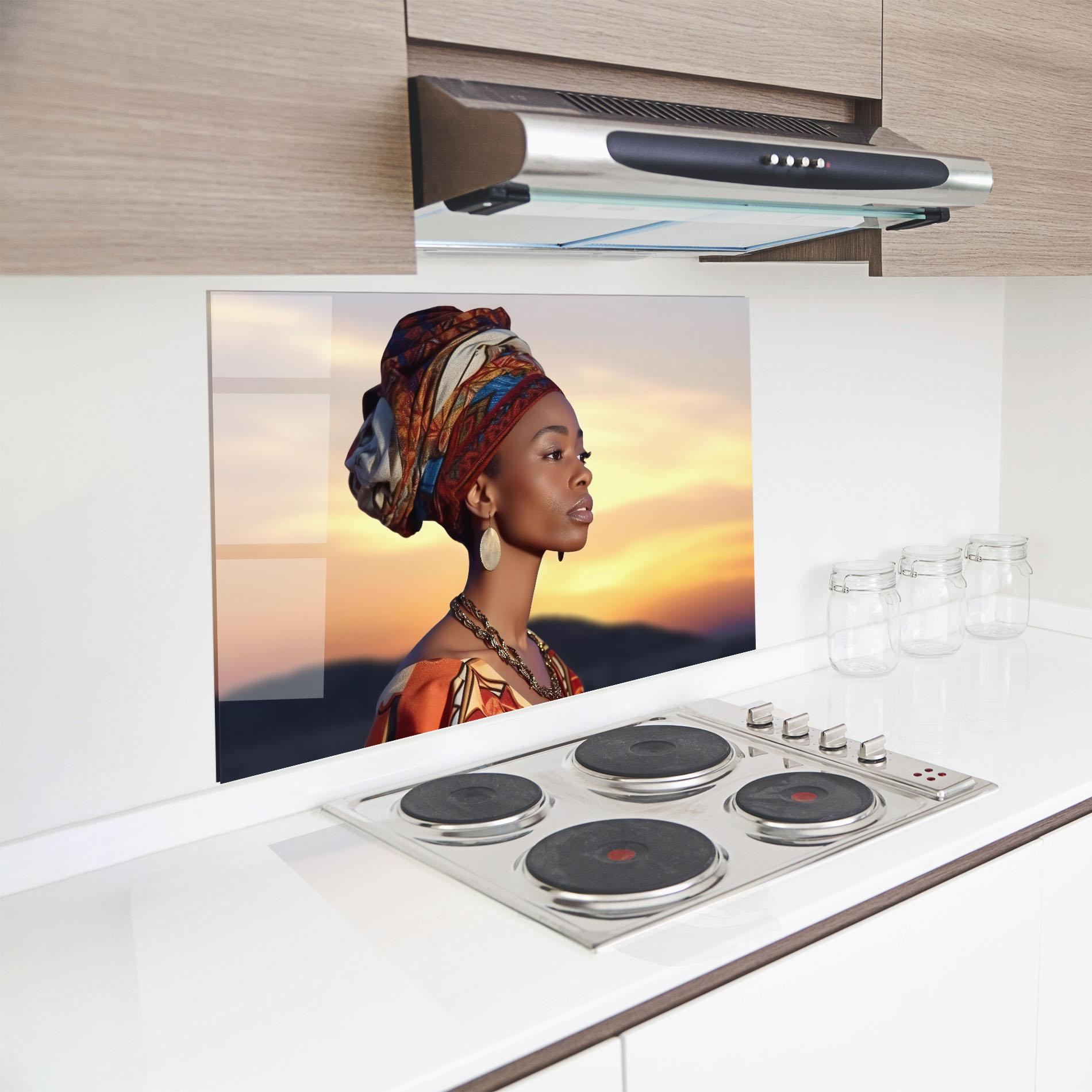 Konyhai üveg hátfal Beautiful African Sunset mockup 8