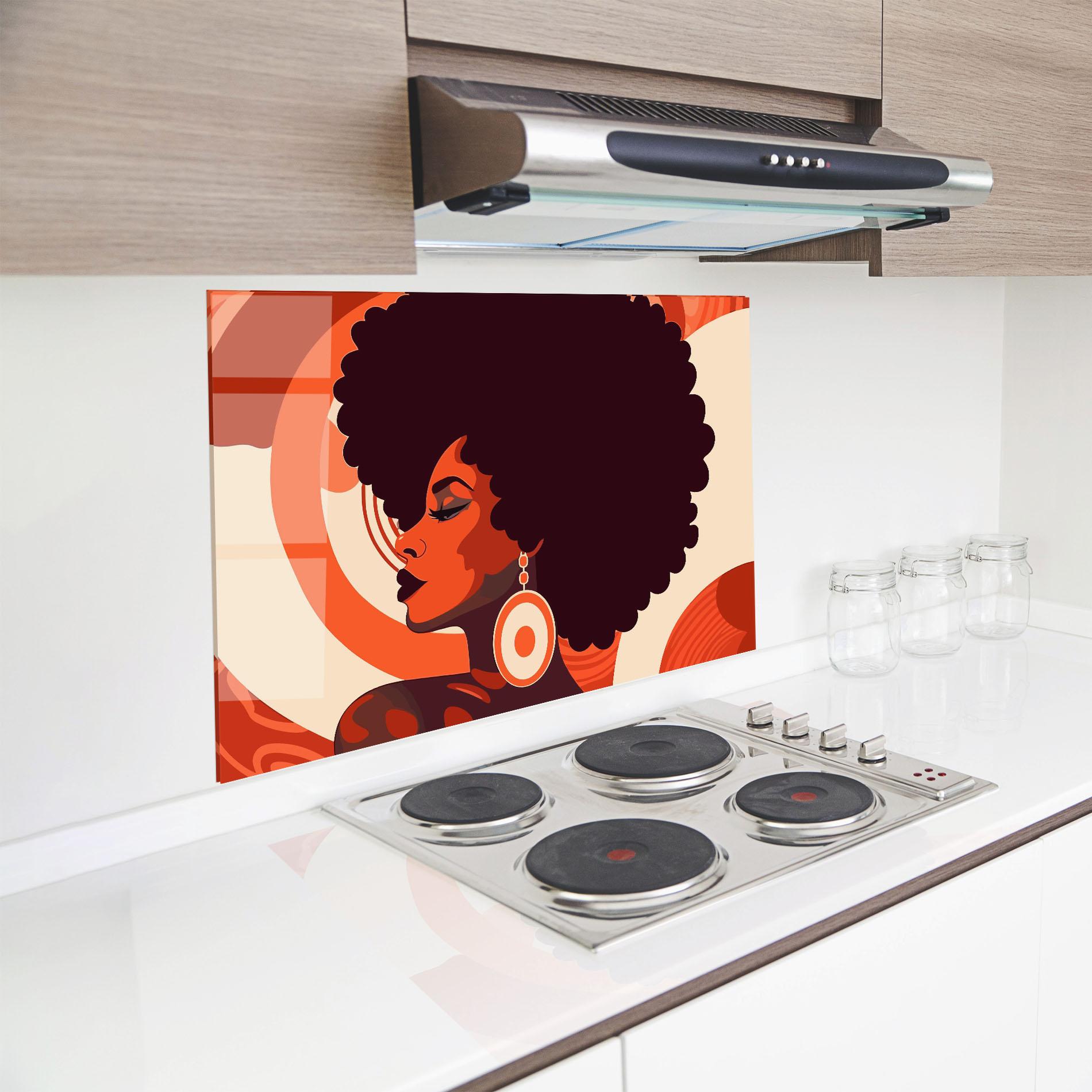 Konyhai üveg hátfal Disco Afro Style mockup 8
