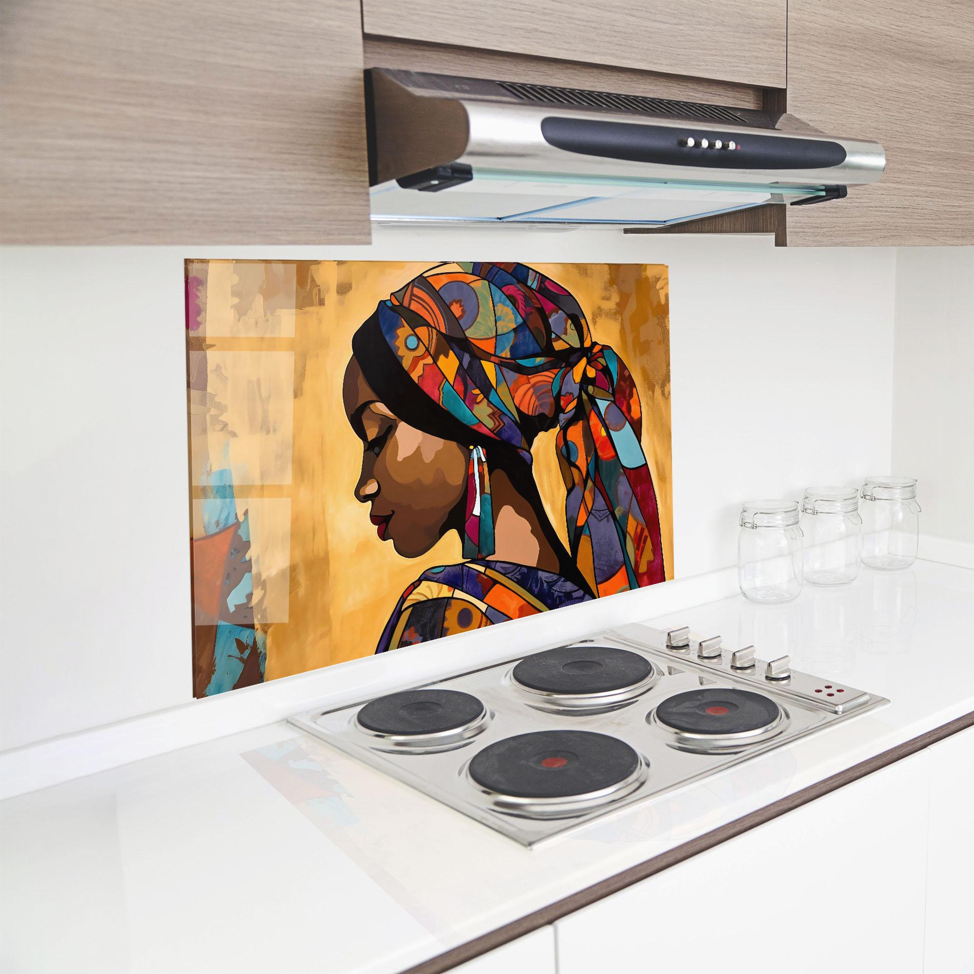 Konyhai üveg hátfal Headscarf Pretty Woman mockup 8