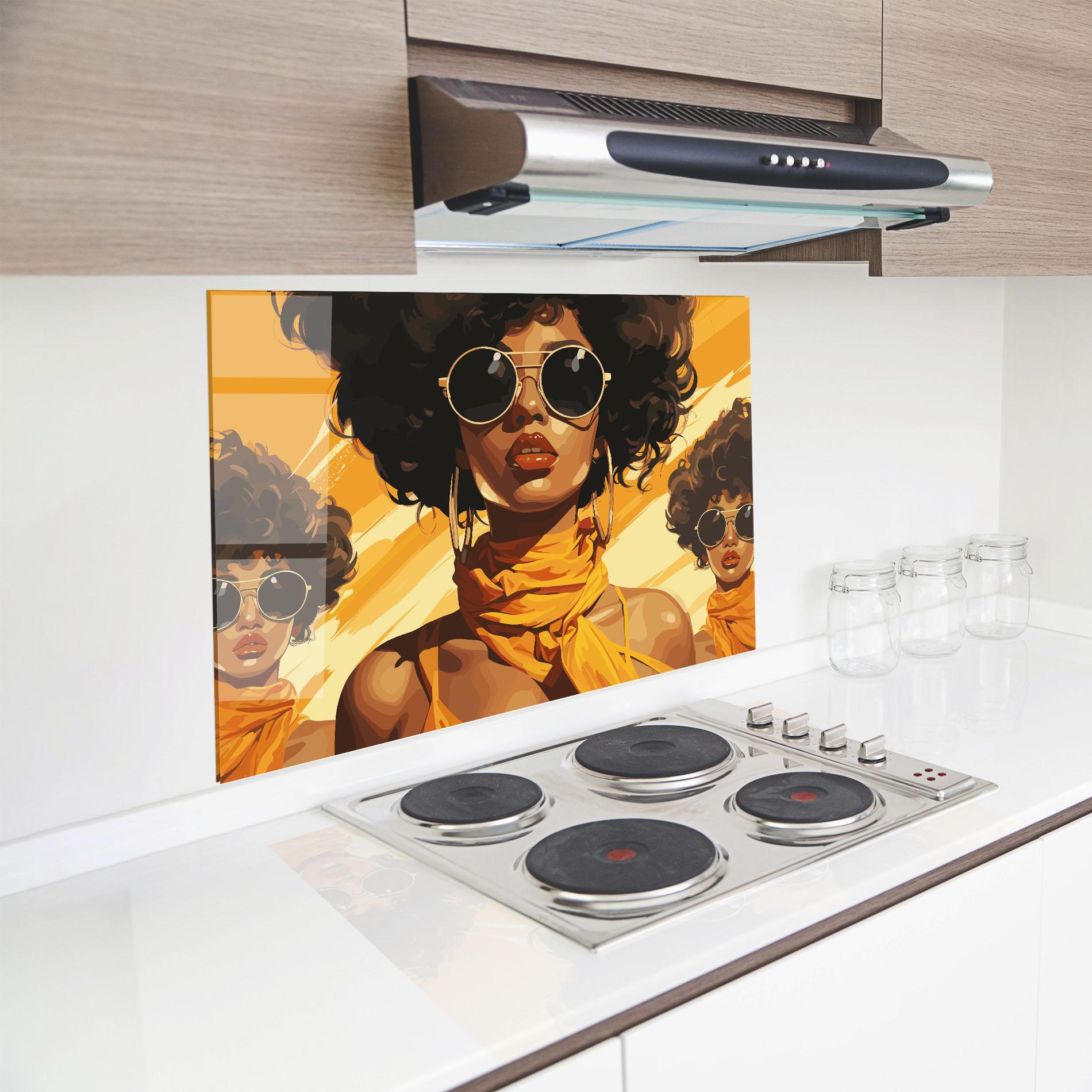 Konyhai üveg hátfal Yellow African Scarf mockup 8