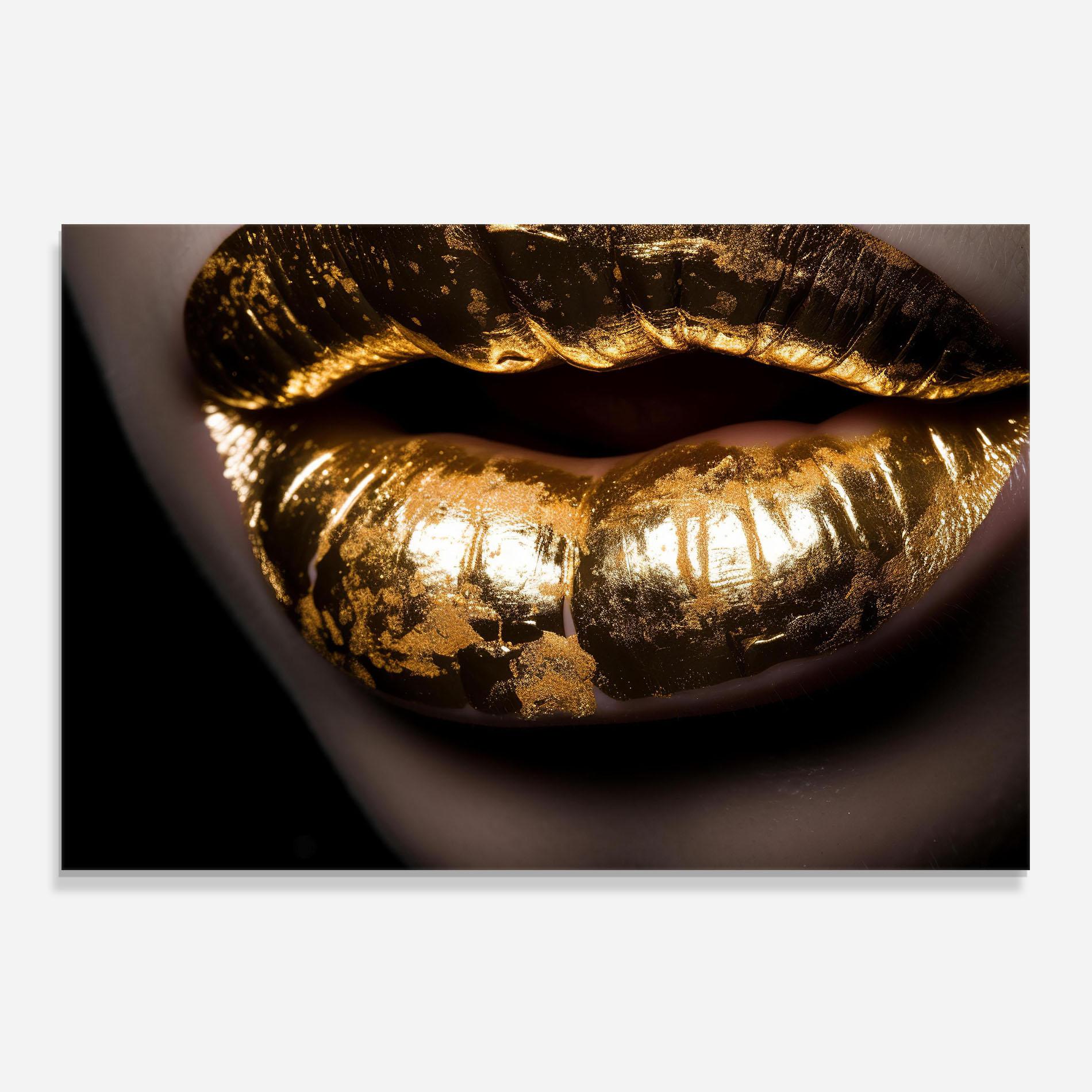 Konyhai üveg hátfal Big Gold Lips mockup 0