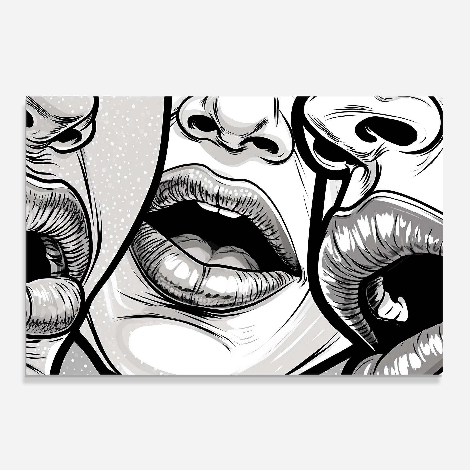 Konyhai üveg hátfal Comic Book Lips mockup 0
