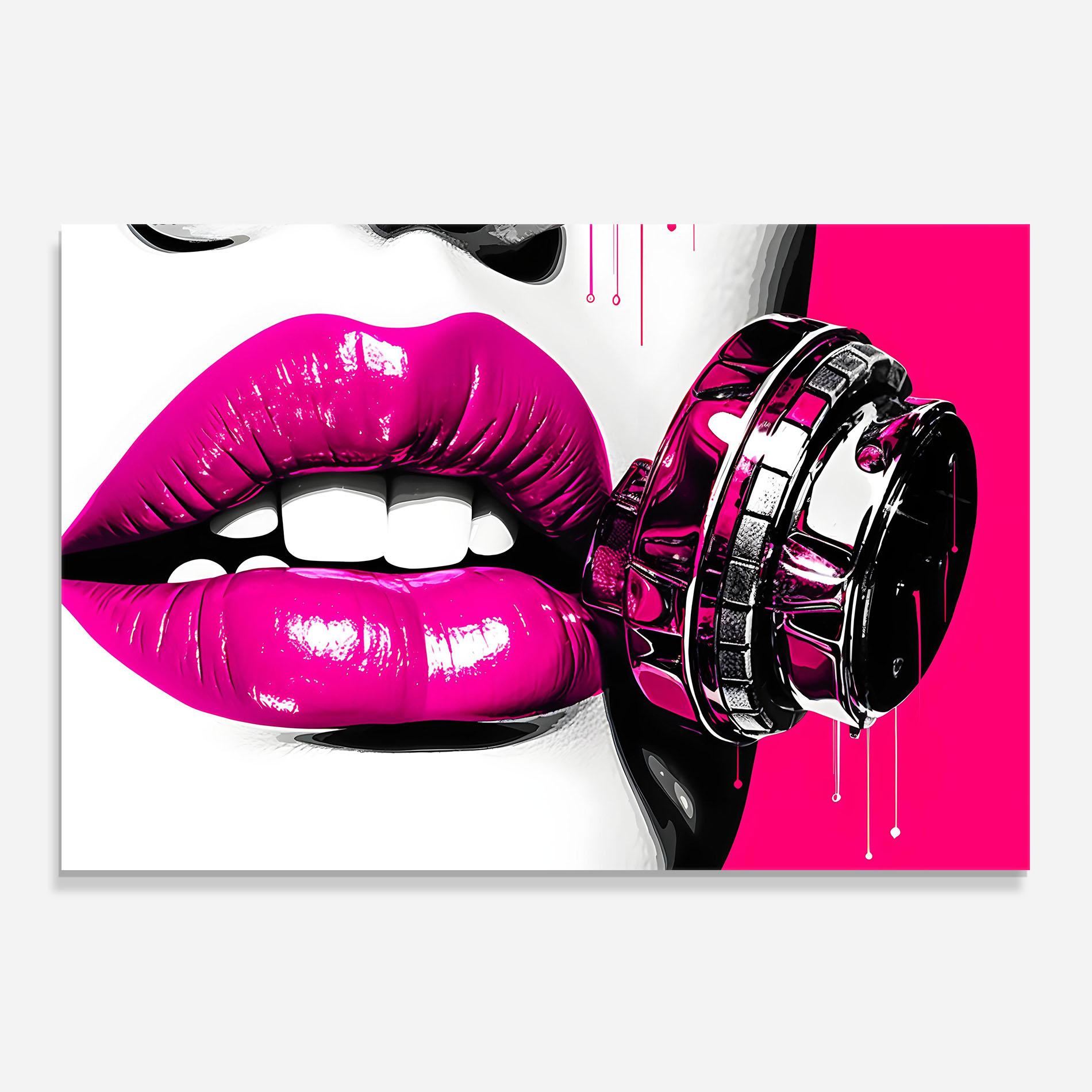 Konyhai üveg hátfal Hot Pink Lips mockup 0