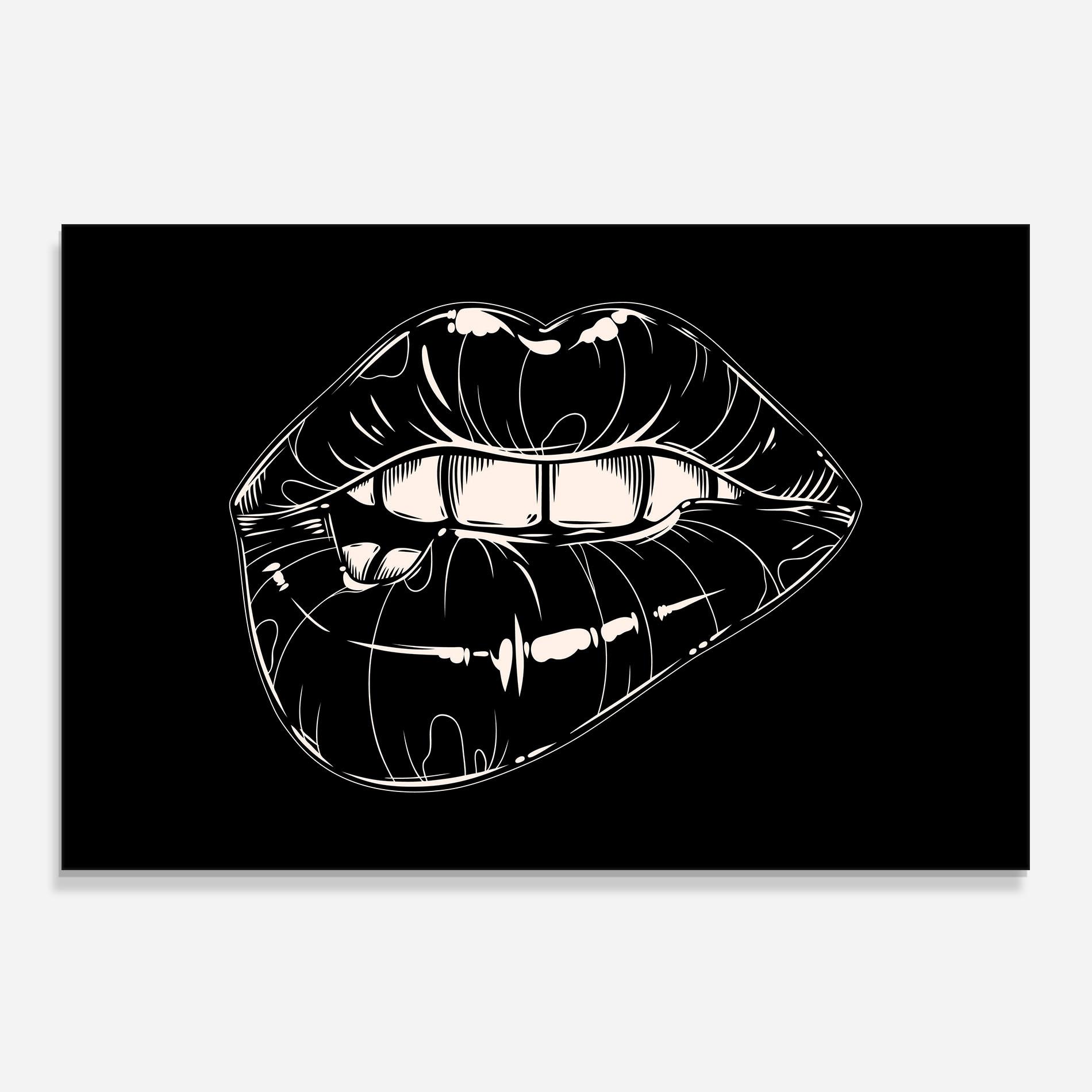 Konyhai üveg hátfal Lips On Black Art mockup 0