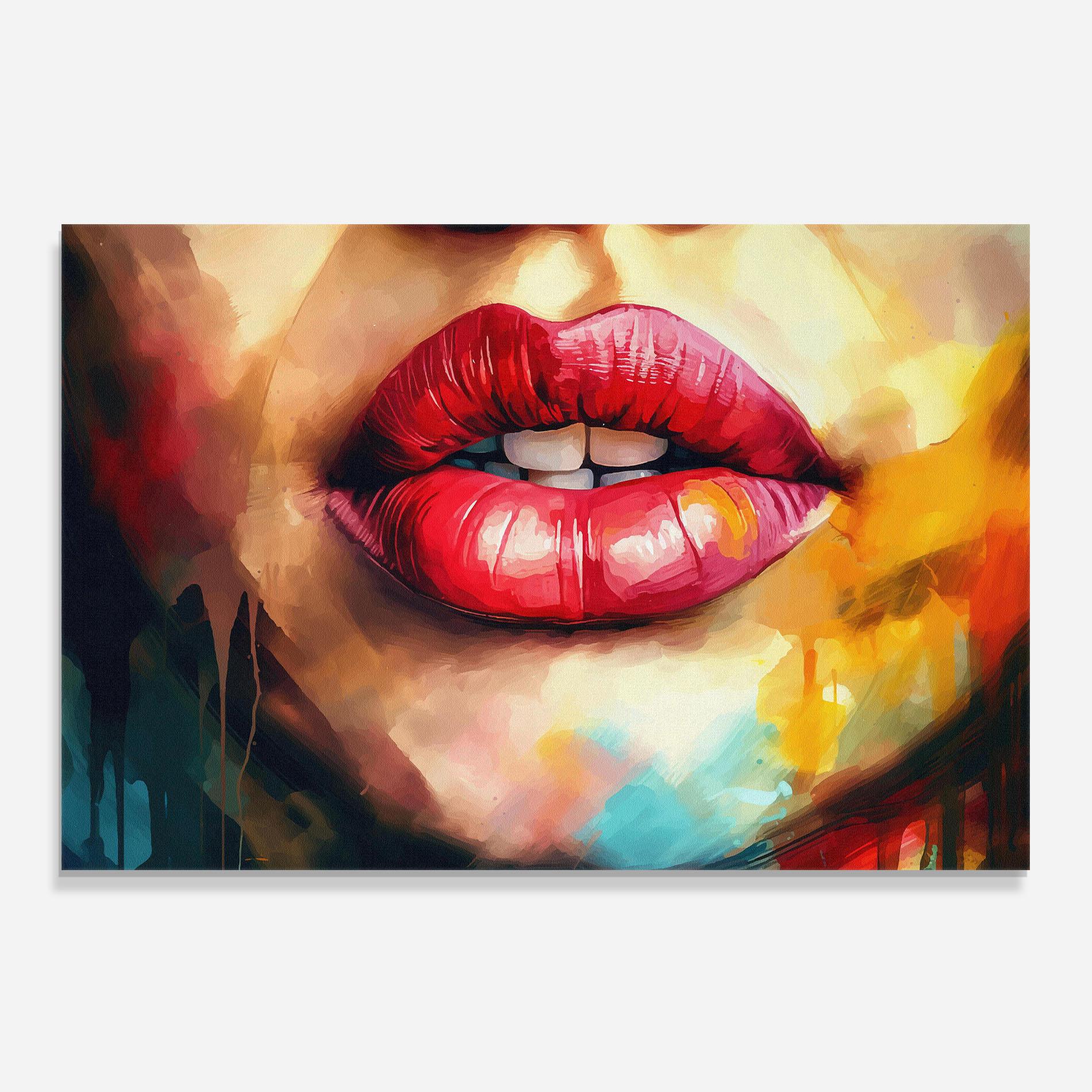 Konyhai üveg hátfal Painting Texture Lips mockup 0