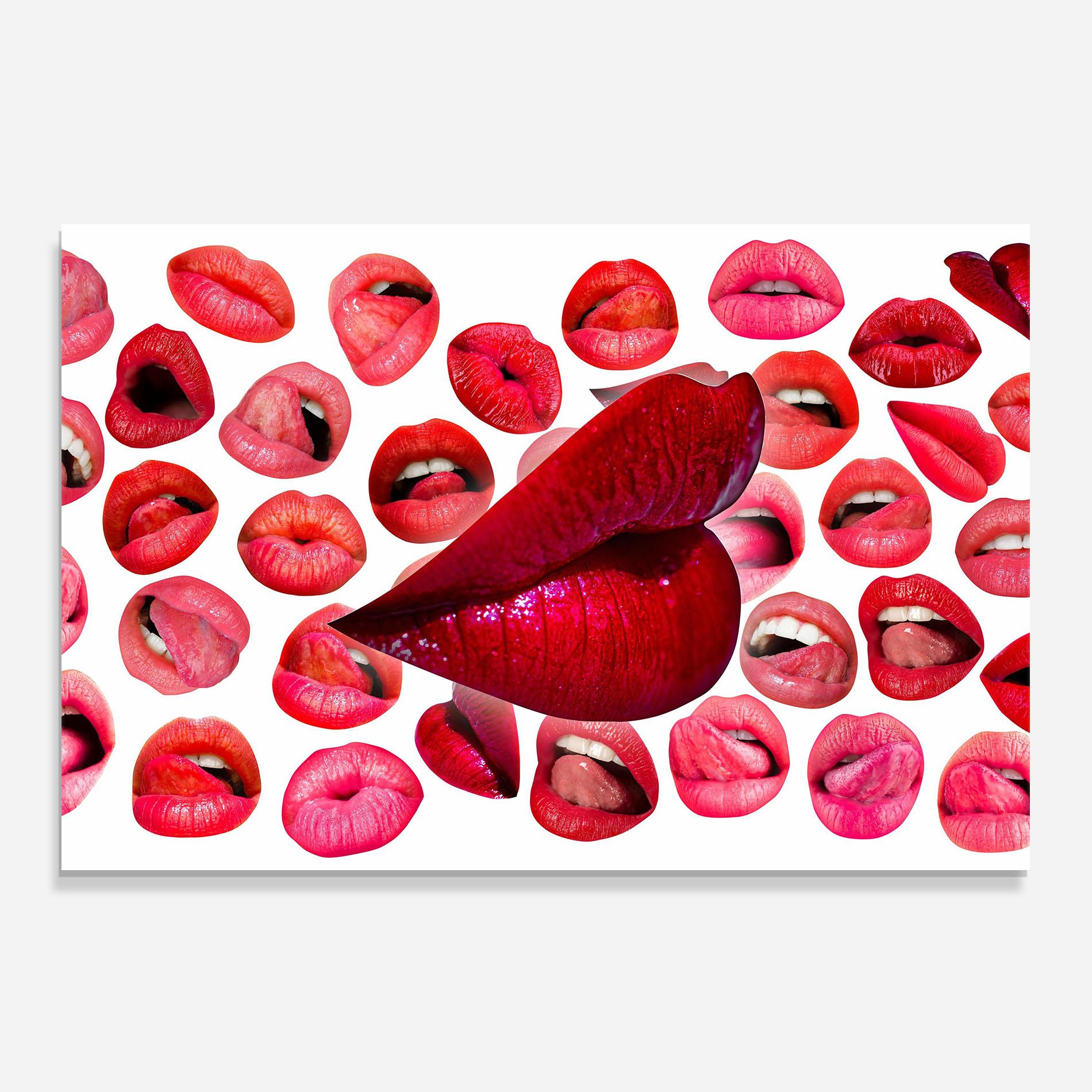 Konyhai üveg hátfal Red Lip Female mockup 0