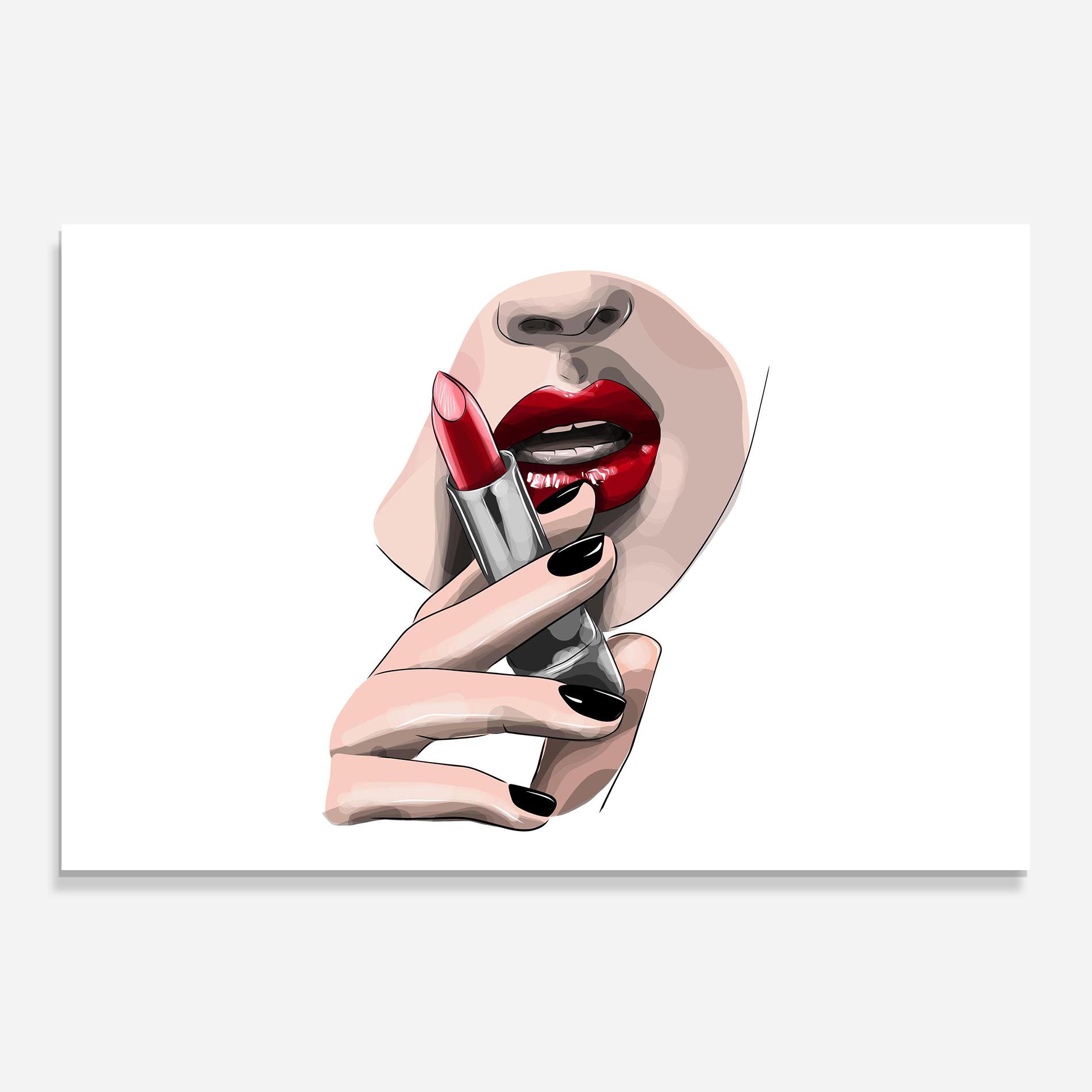 Konyhai üveg hátfal Red Lipstick mockup 0