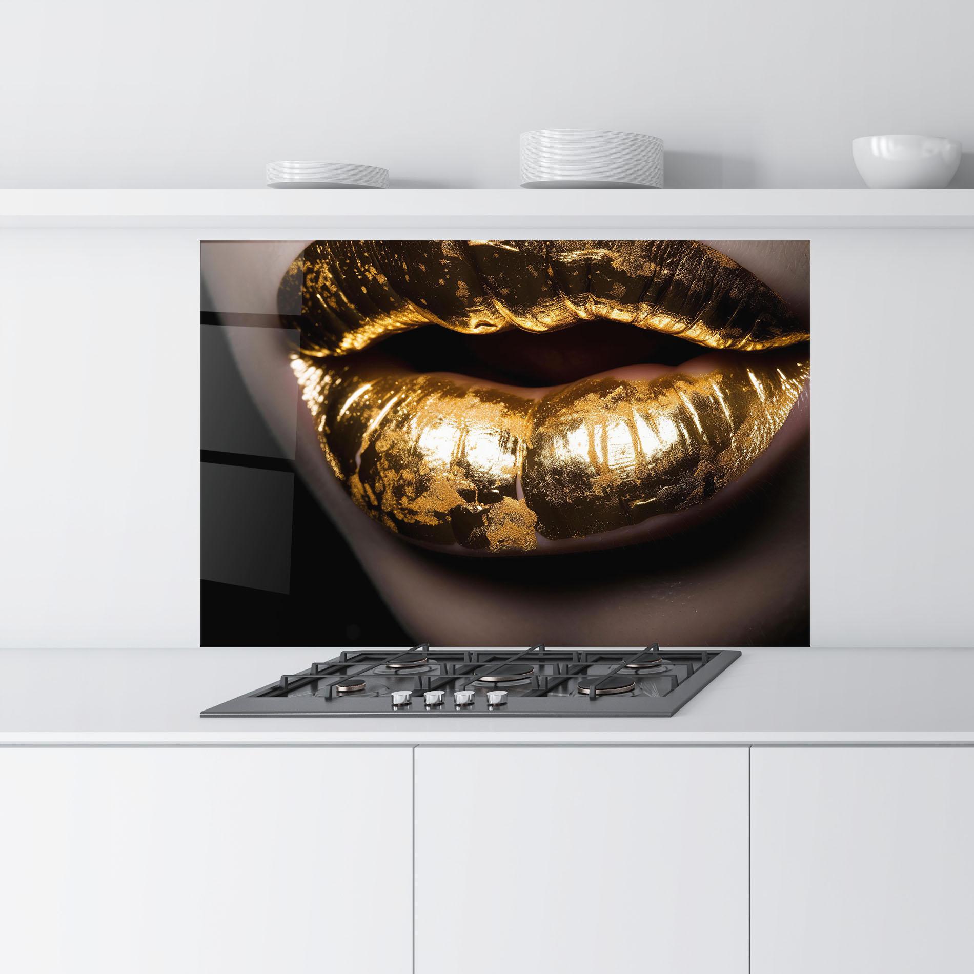 Konyhai üveg hátfal Big Gold Lips mockup 9