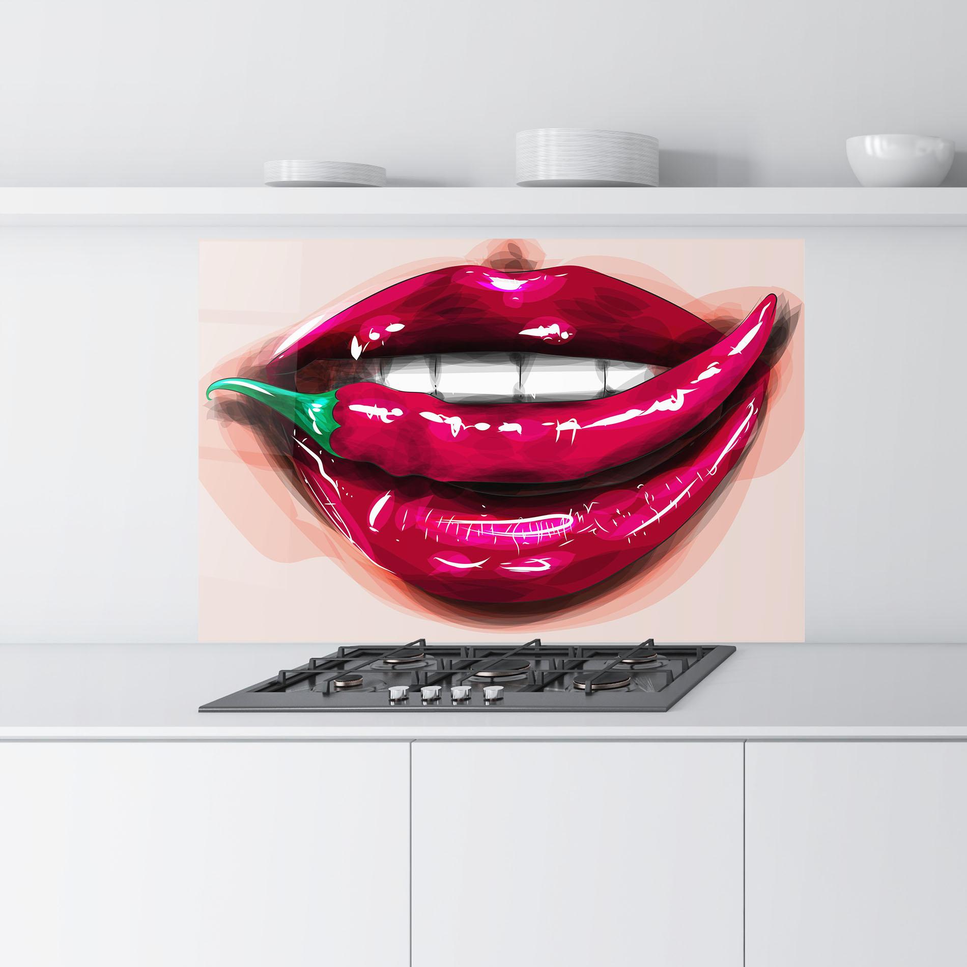 Konyhai üveg hátfal Chilli Lips mockup 9