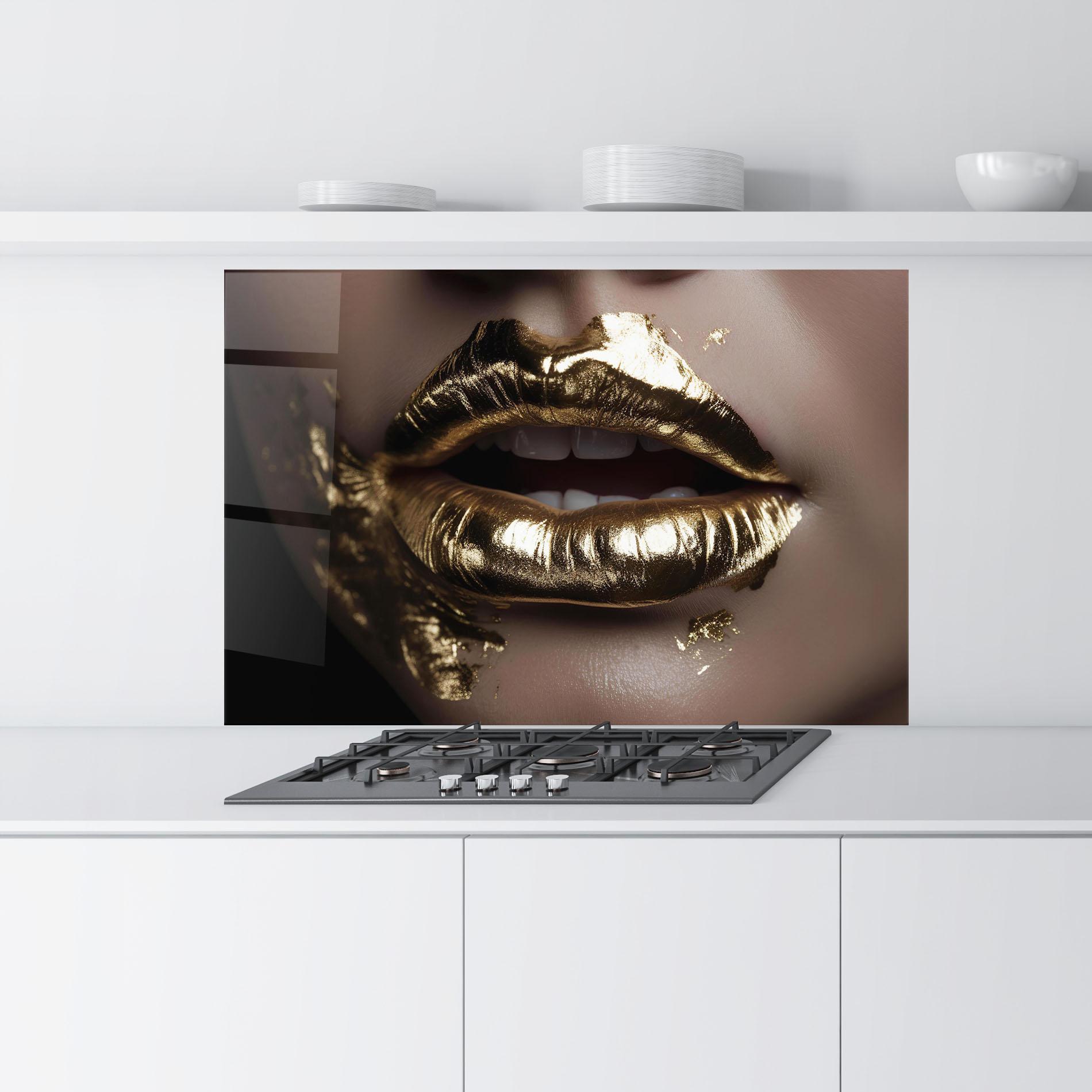 Konyhai üveg hátfal Gold Lips mockup 9