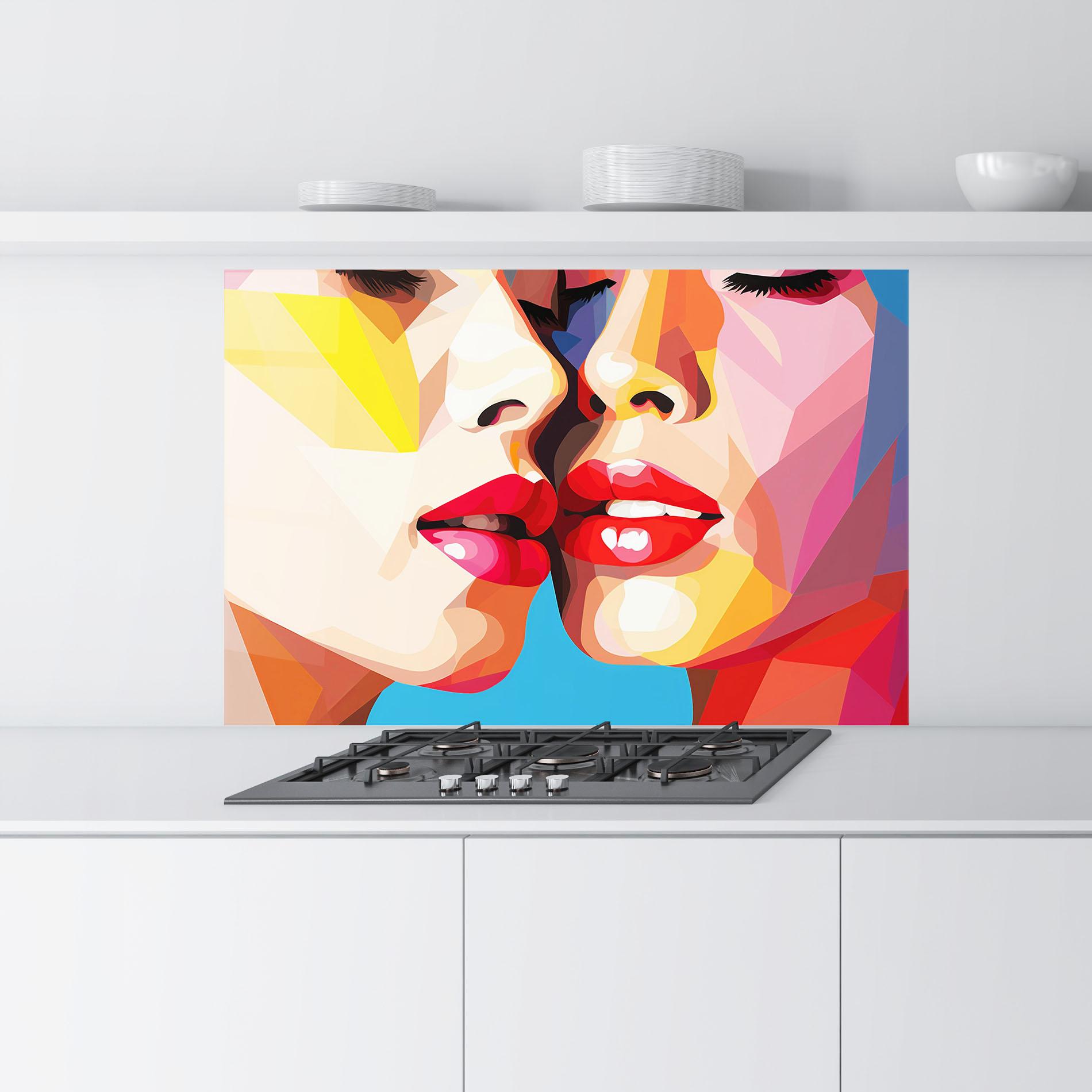 Konyhai üveg hátfal Lips Kissing mockup 9