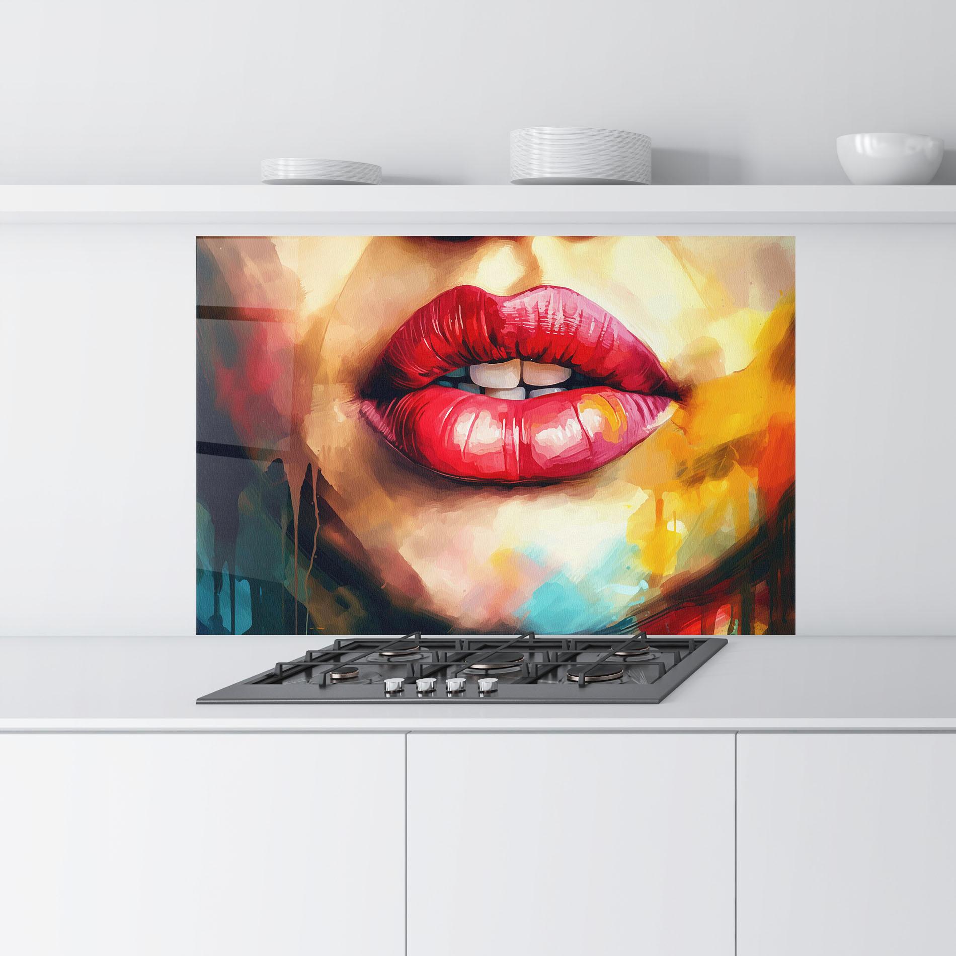 Konyhai üveg hátfal Painting Texture Lips mockup 9