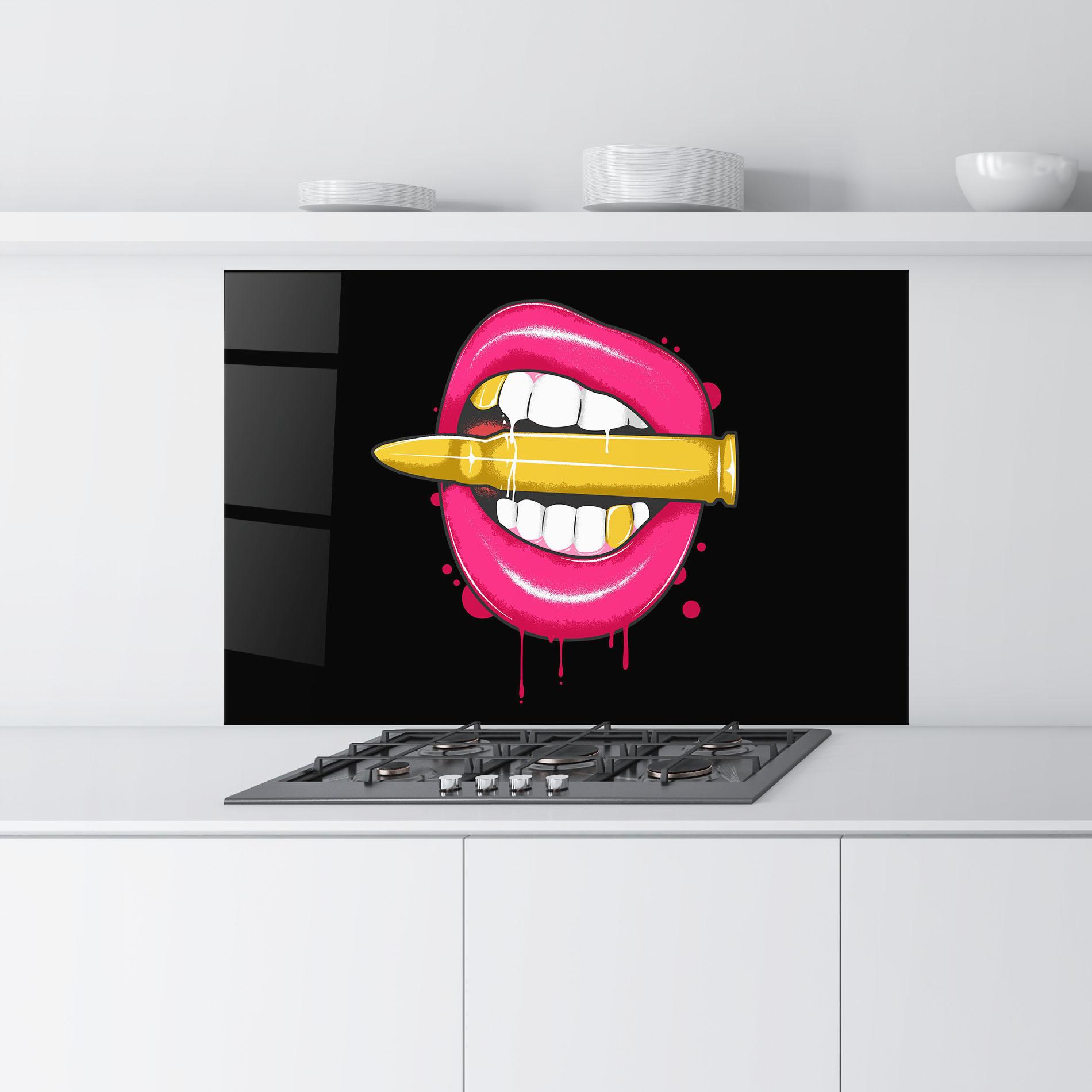 Konyhai üveg hátfal Pink Bullet Lips mockup 9