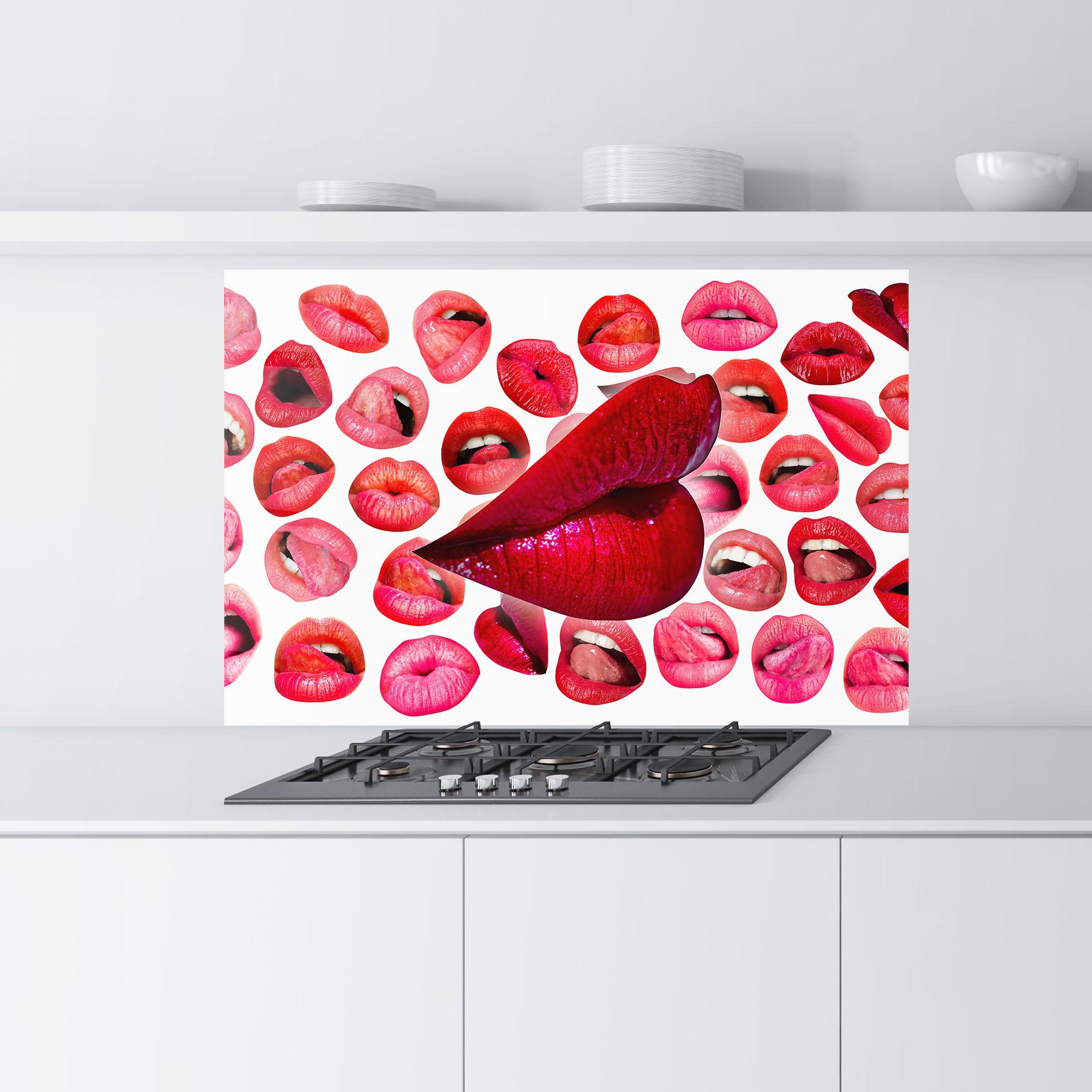 Konyhai üveg hátfal Red Lip Female mockup 9