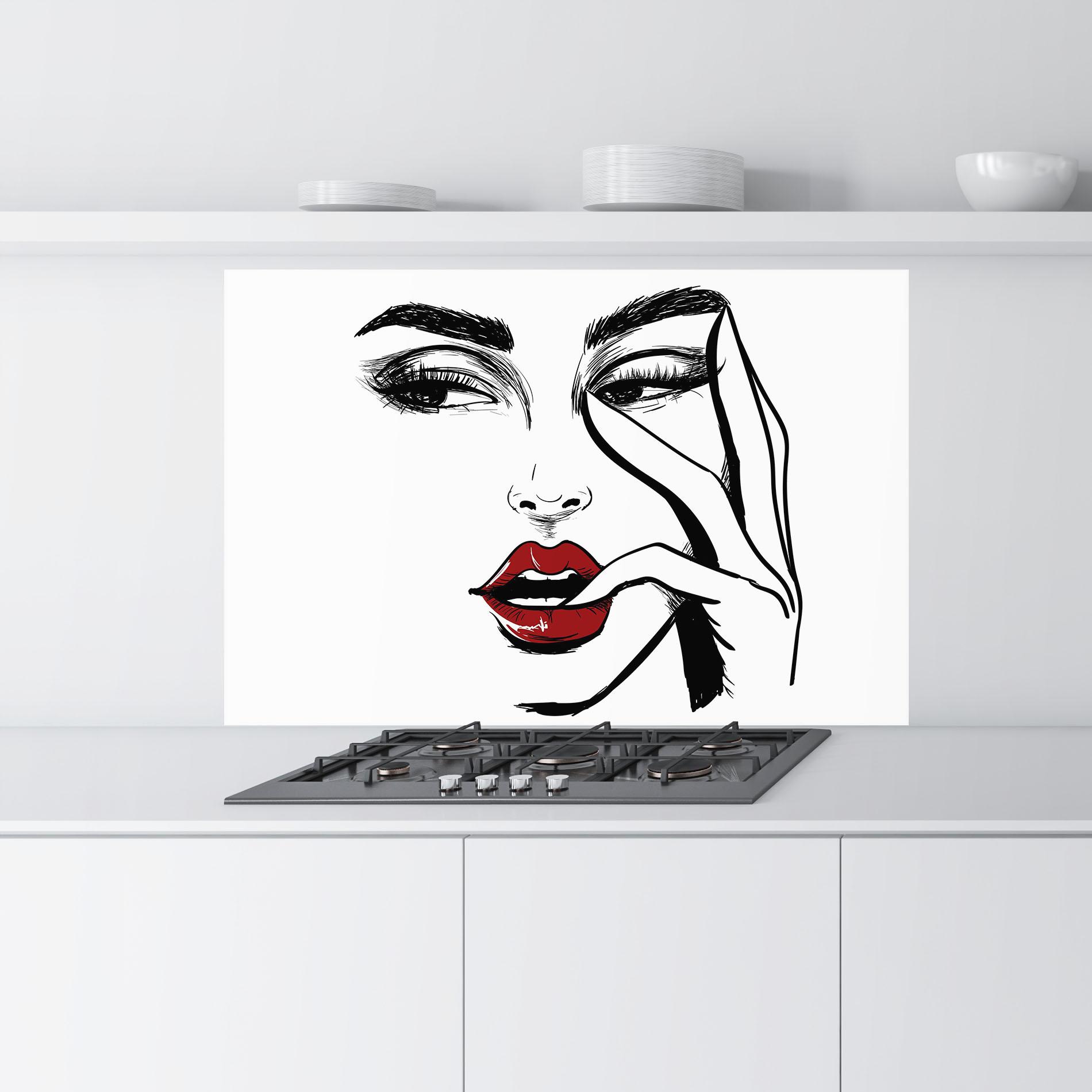 Konyhai üveg hátfal Red Lips Looking mockup 9
