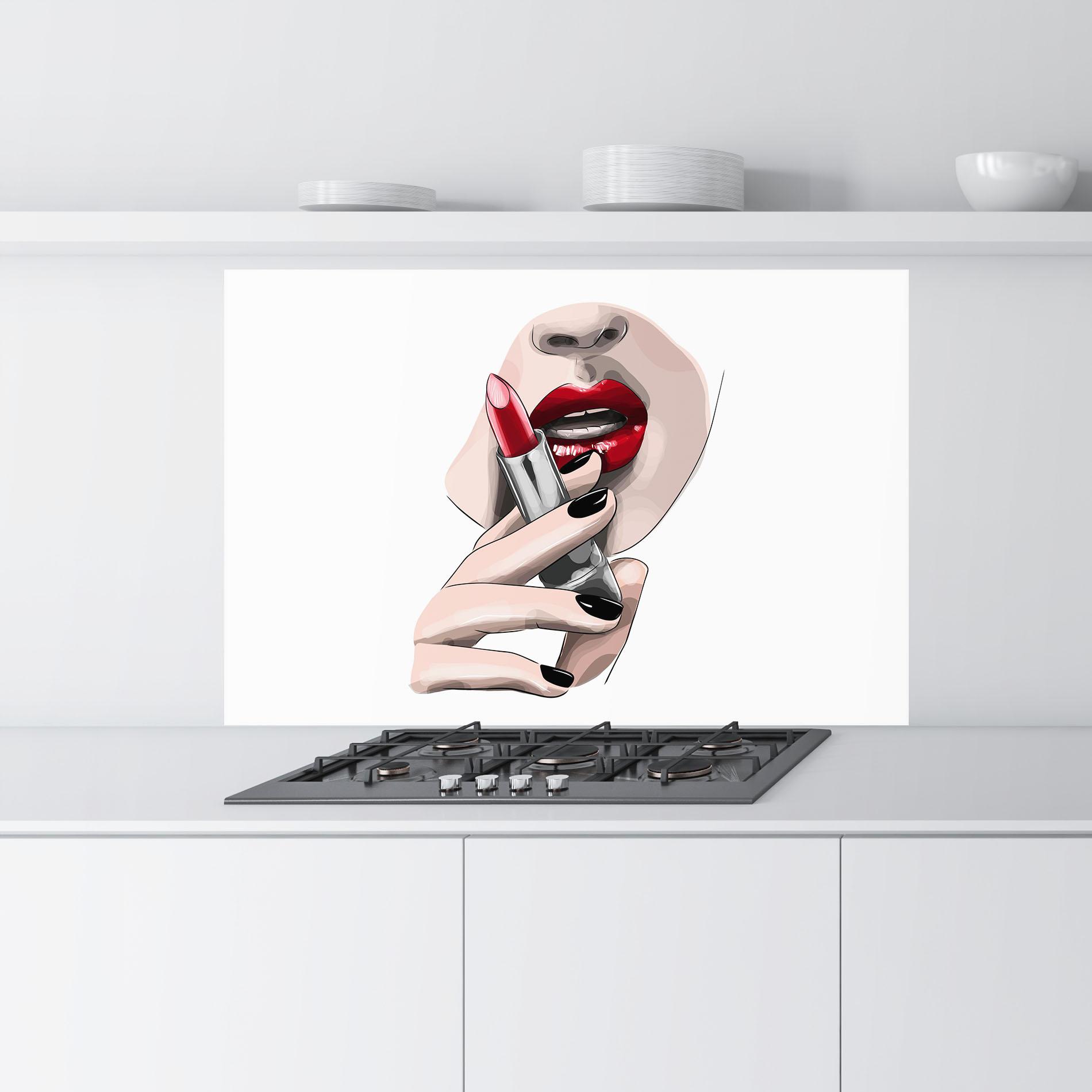 Konyhai üveg hátfal Red Lipstick mockup 9