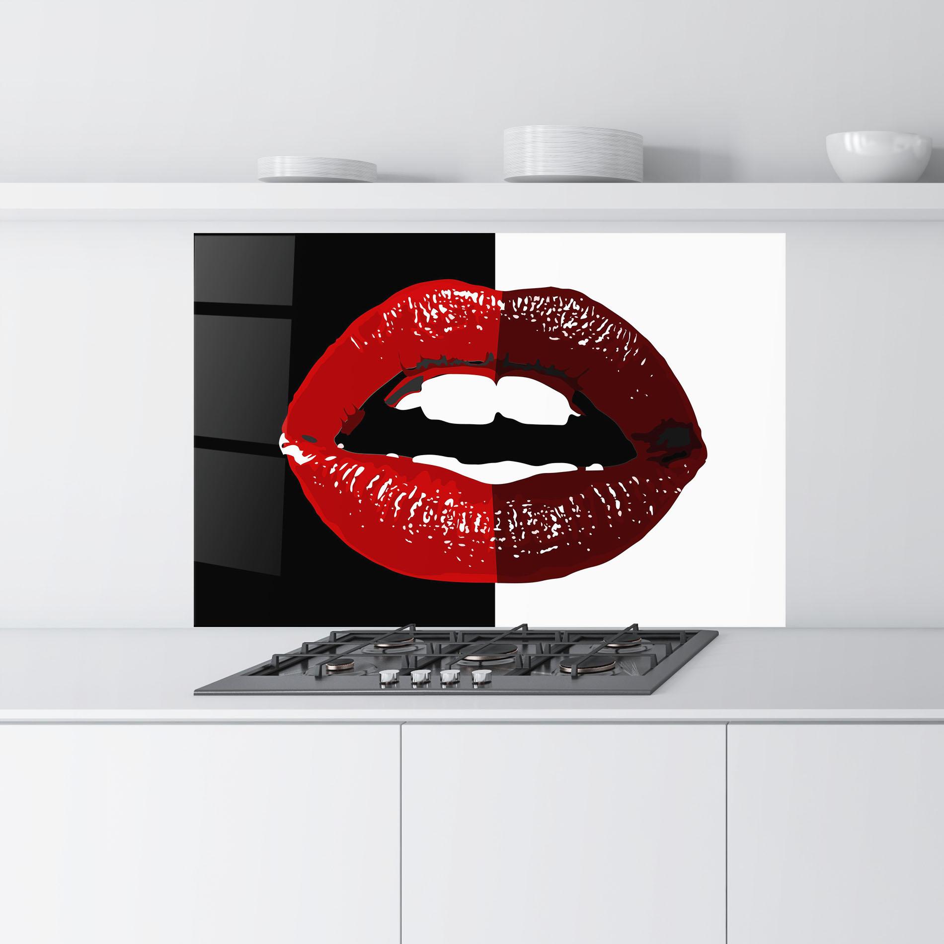 Konyhai üveg hátfal Red Shade Lips mockup 9