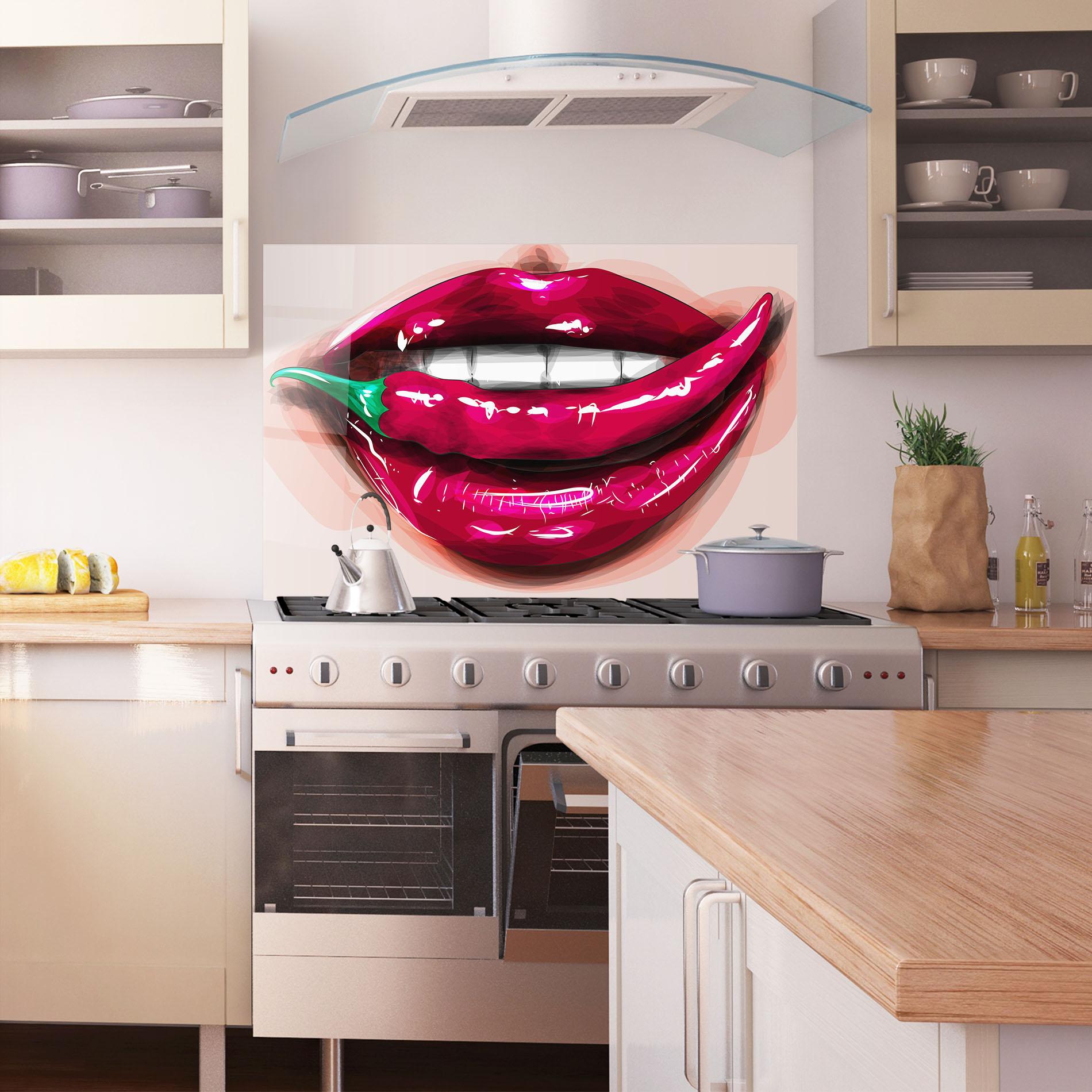 Konyhai üveg hátfal Chilli Lips mockup 1