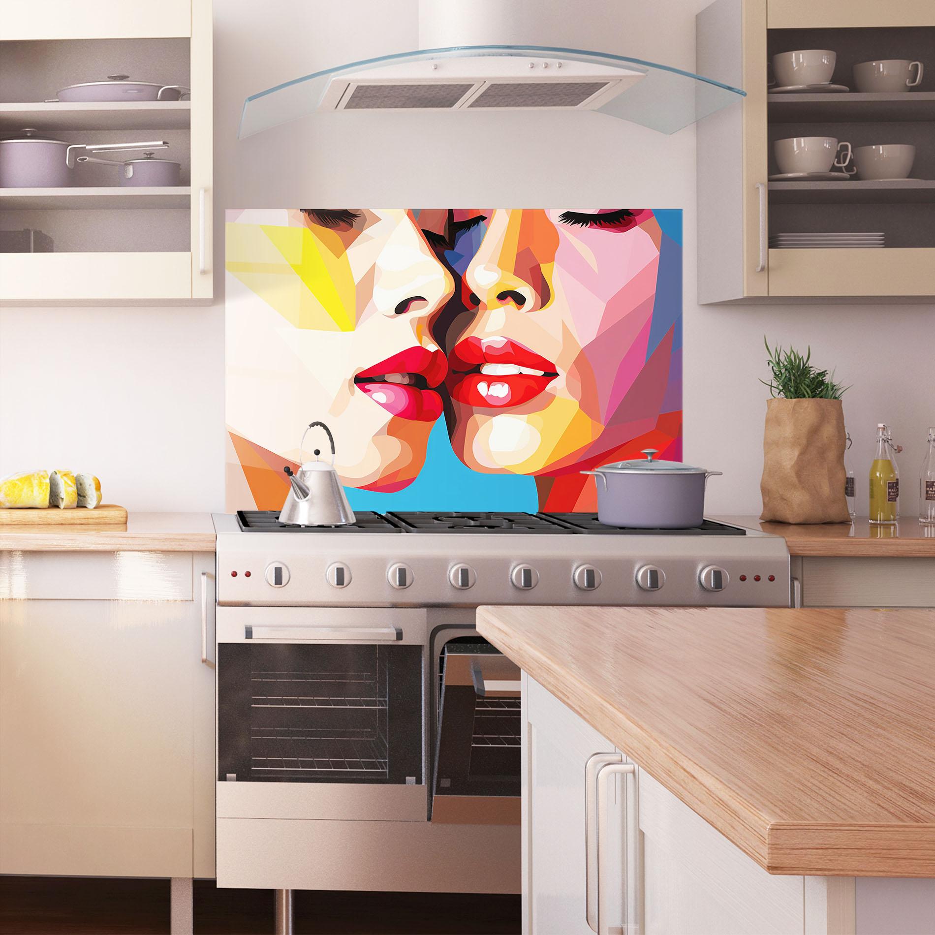 Konyhai üveg hátfal Lips Kissing mockup 1