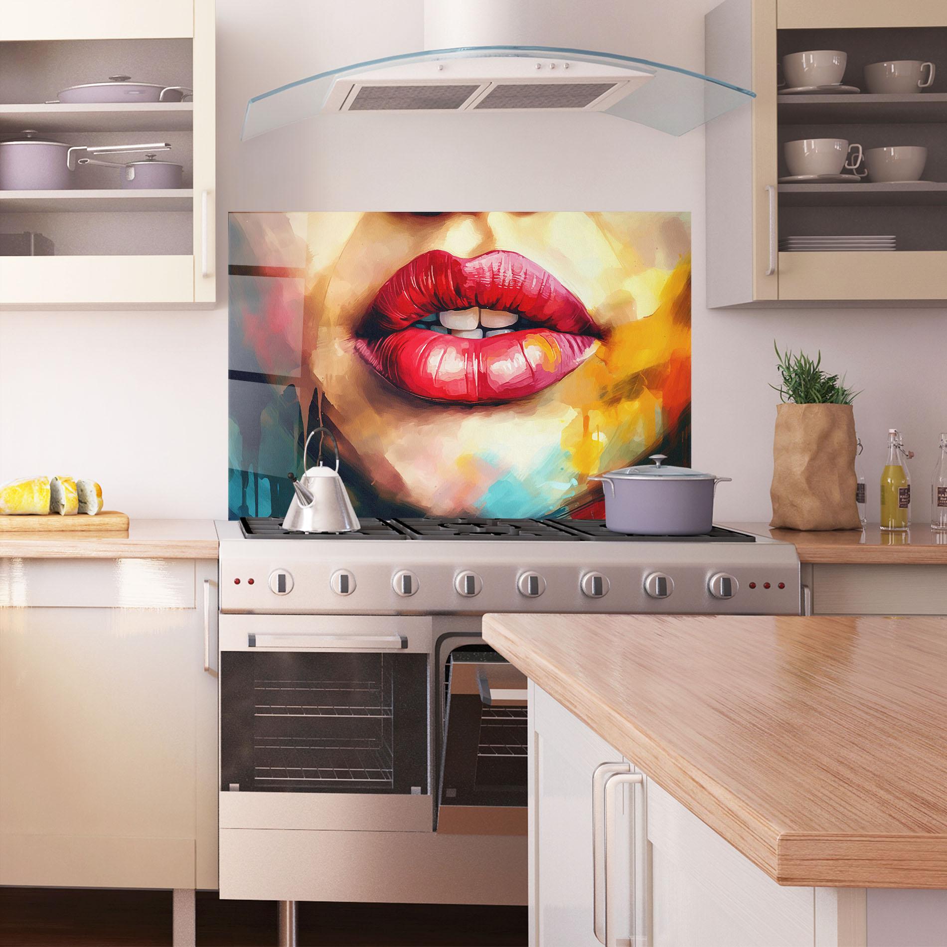 Konyhai üveg hátfal Painting Texture Lips mockup 1