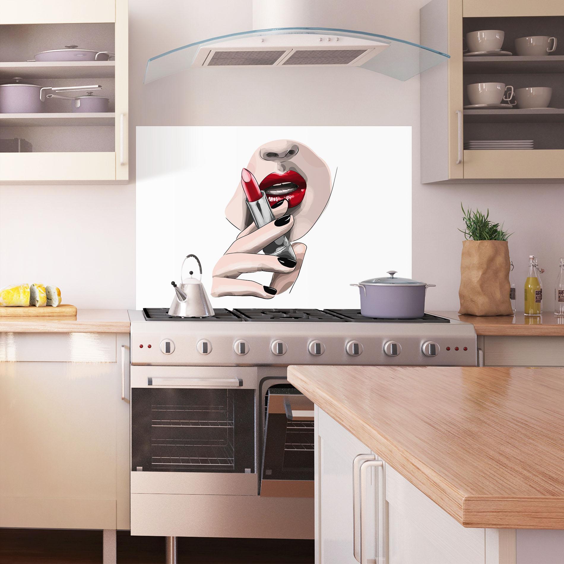 Konyhai üveg hátfal Red Lipstick mockup 1