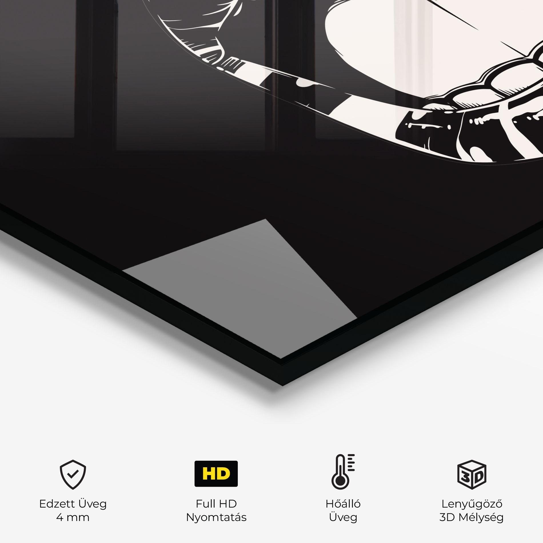 Konyhai üveg hátfal Big Lips On Black mockup 2