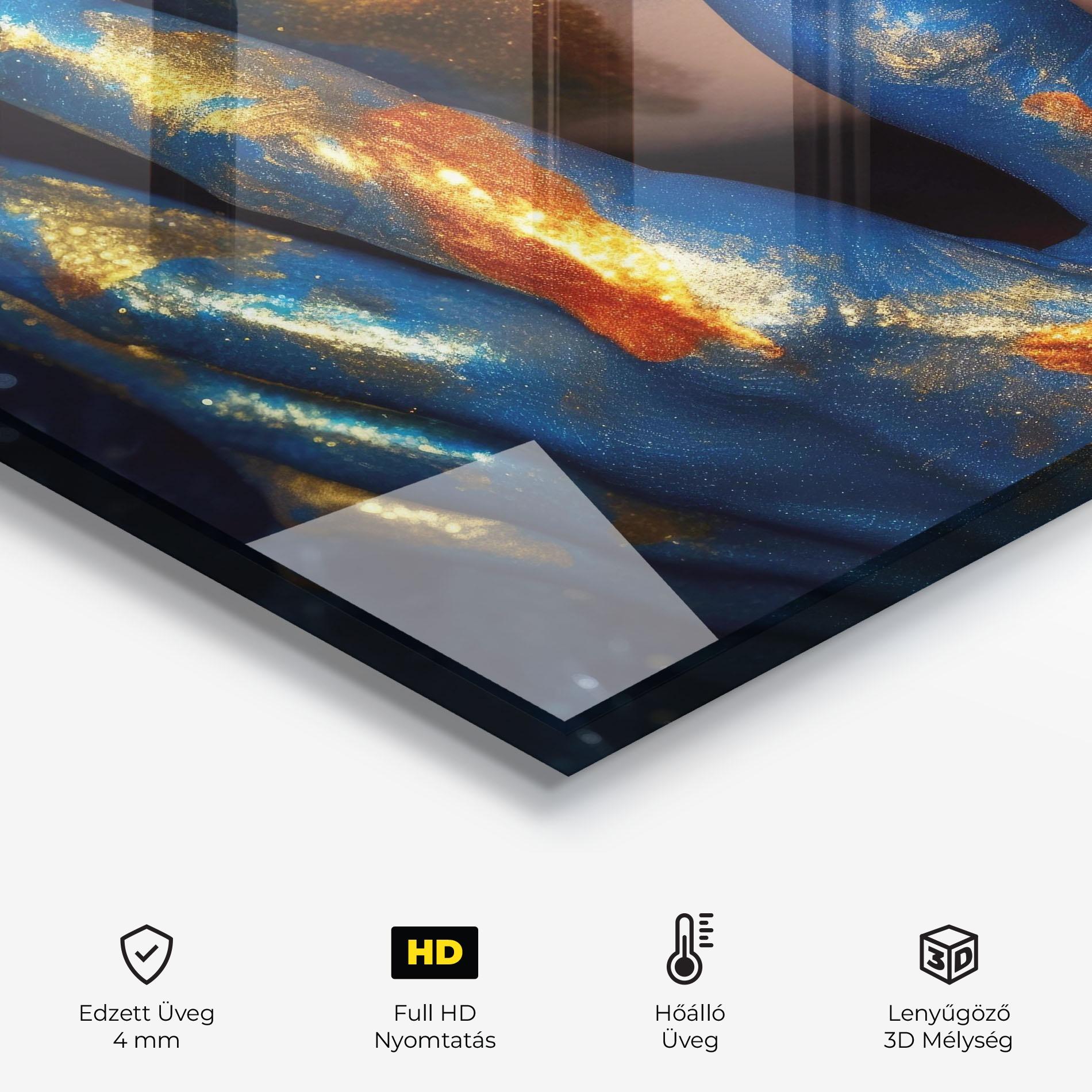 Konyhai üveg hátfal Blue Hand Lips mockup 2