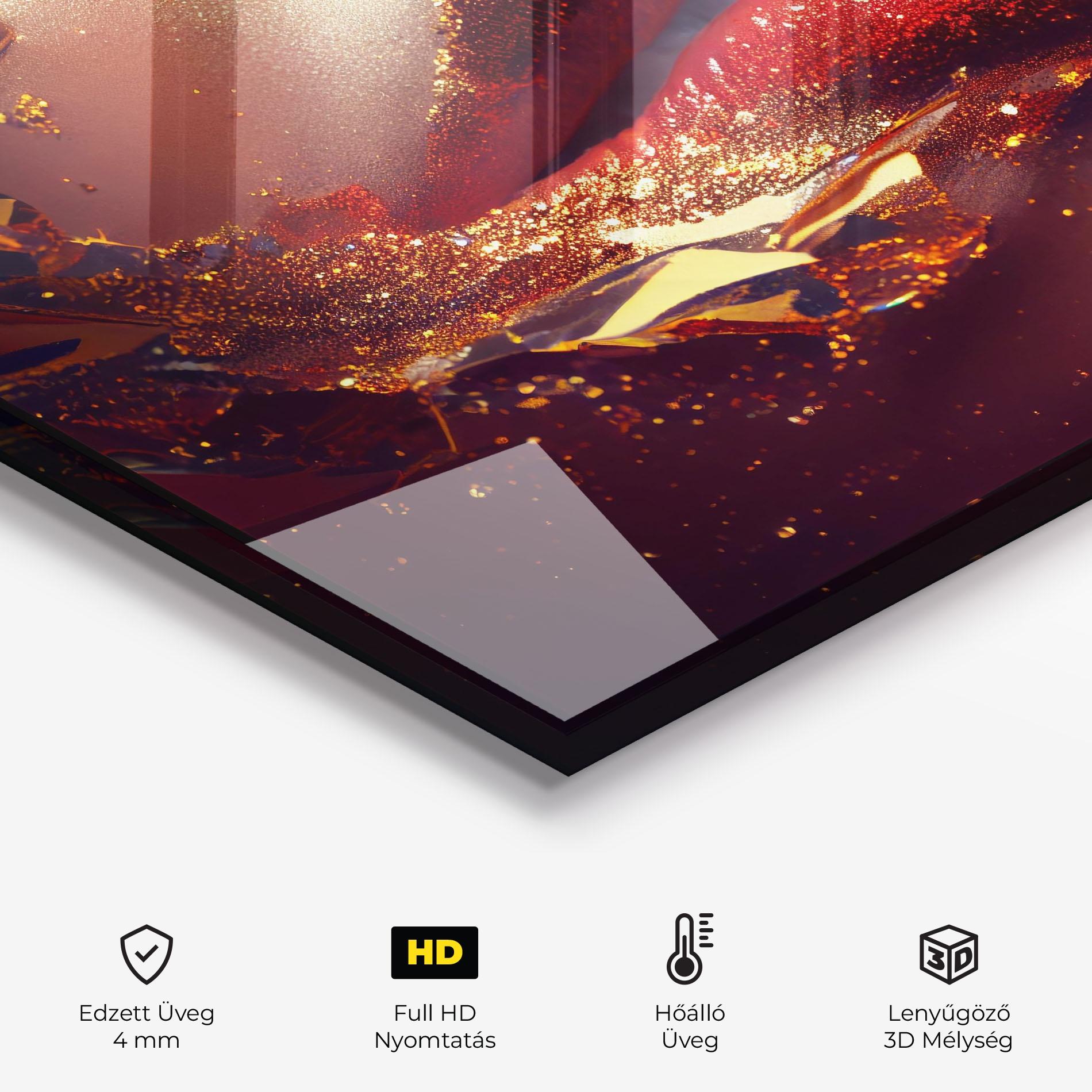 Konyhai üveg hátfal Gold Glitter Lips mockup 2