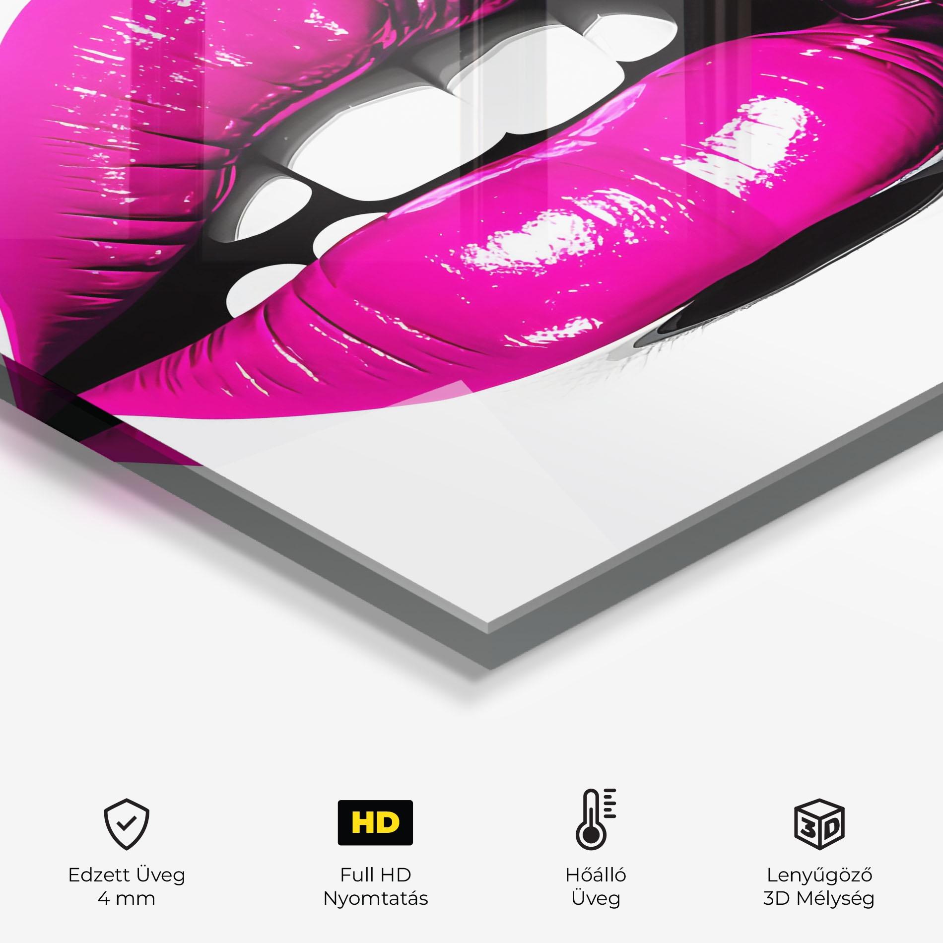 Konyhai üveg hátfal Hot Pink Lips mockup 2