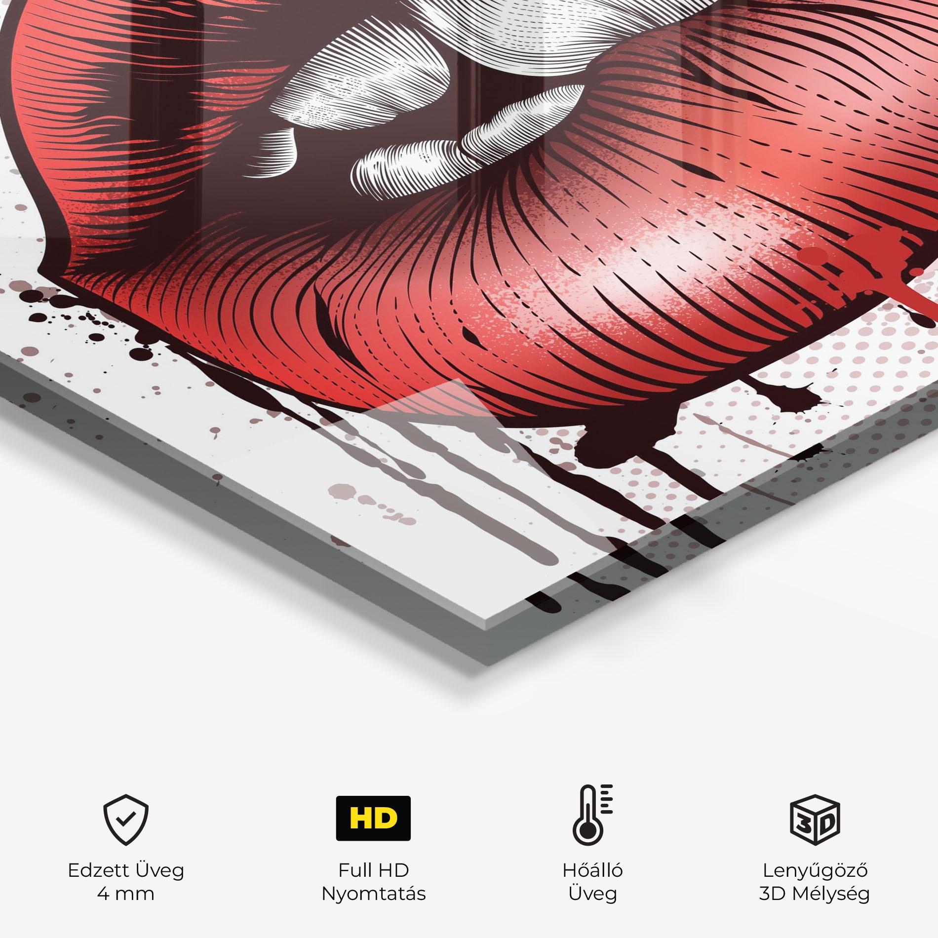 Konyhai üveg hátfal Lips Pop Artistic mockup 2