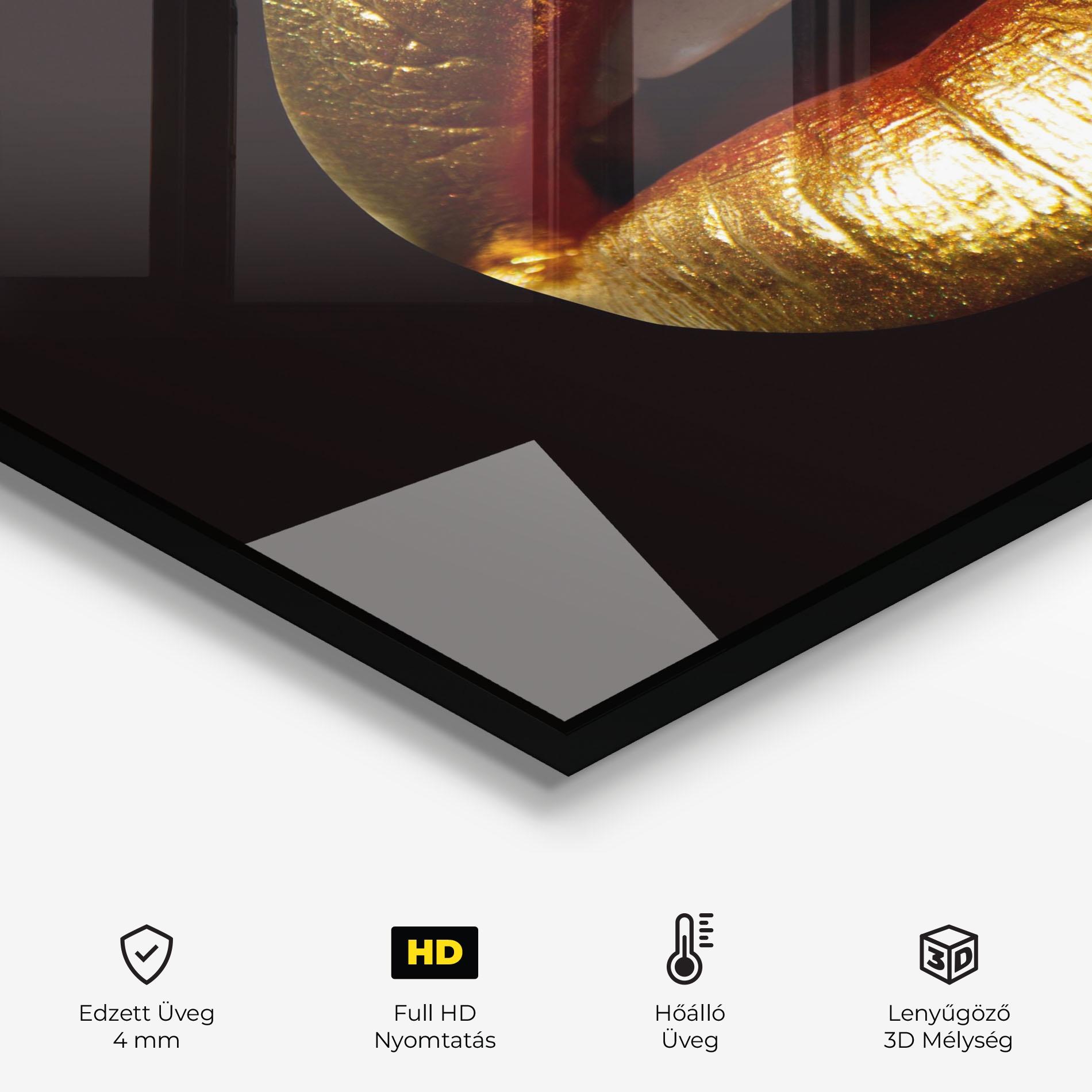 Konyhai üveg hátfal Pretty Gold Lips mockup 2