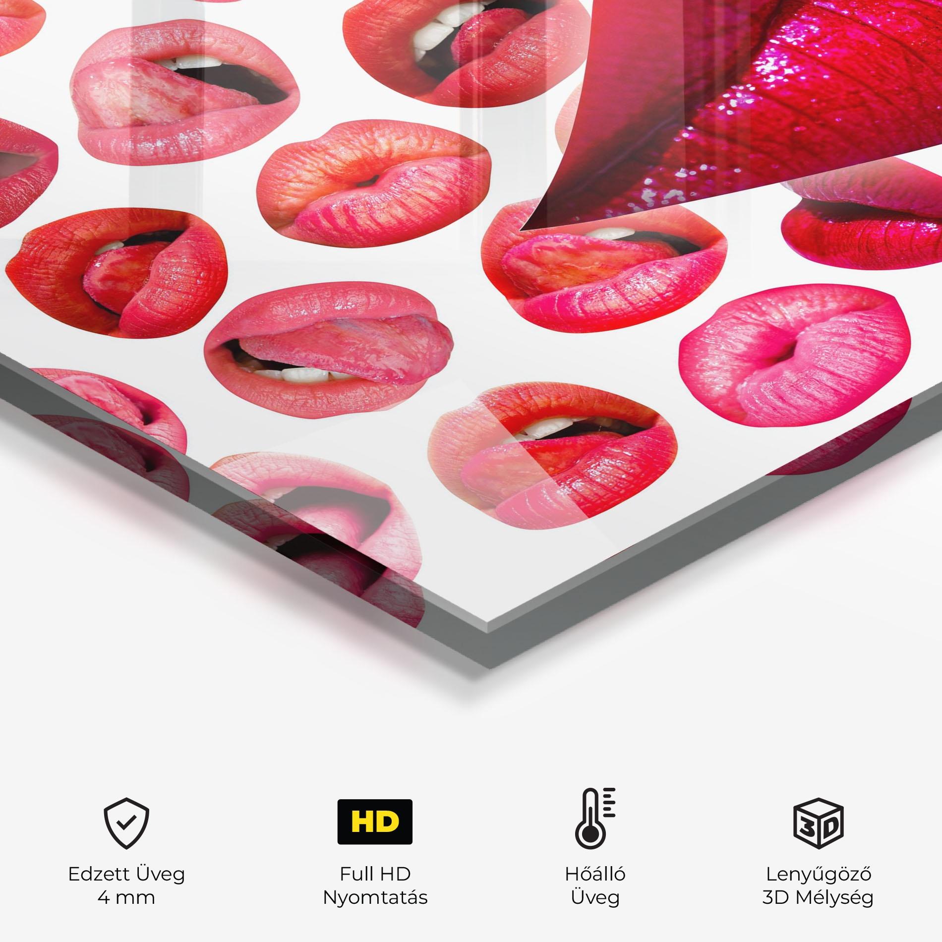 Konyhai üveg hátfal Red Lip Female mockup 2
