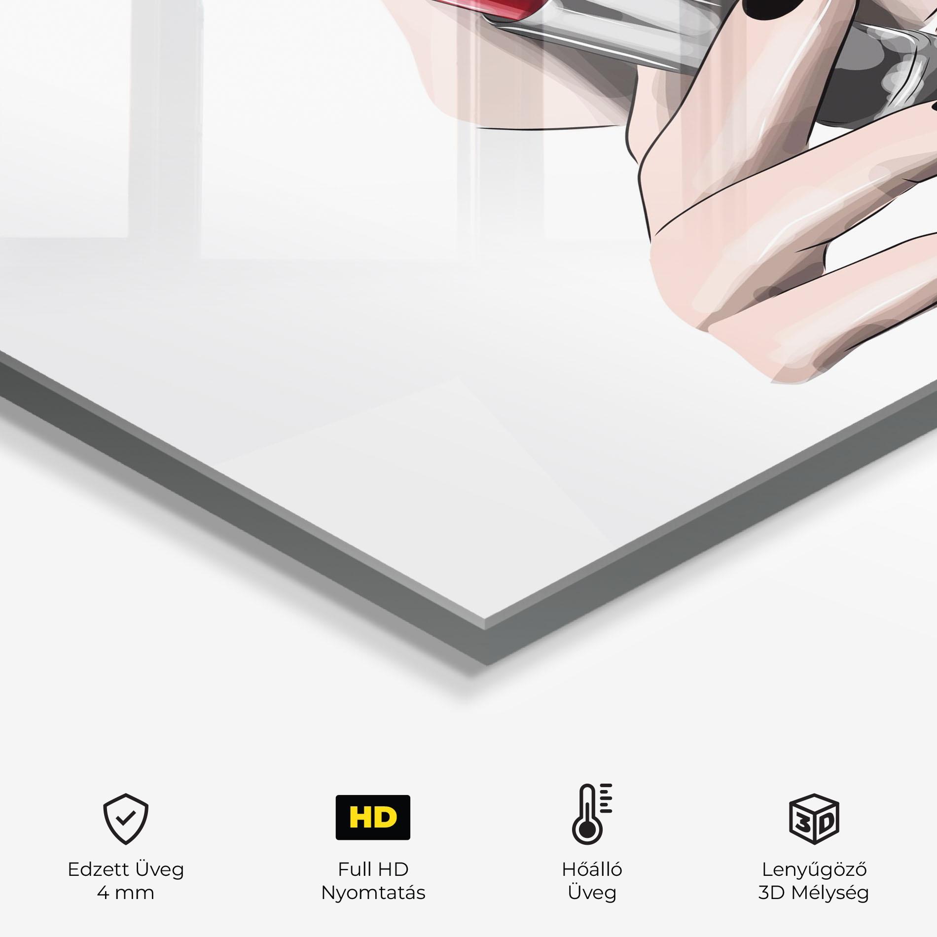 Konyhai üveg hátfal Red Lipstick mockup 2