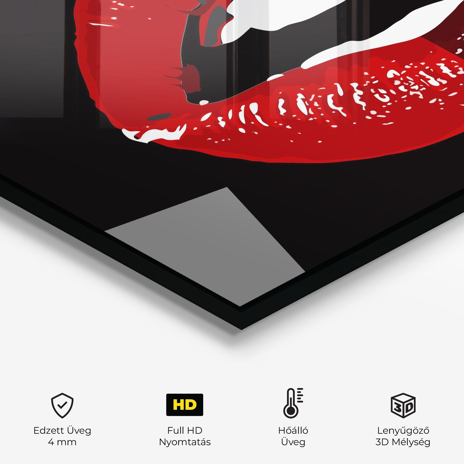 Konyhai üveg hátfal Red Shade Lips mockup 2