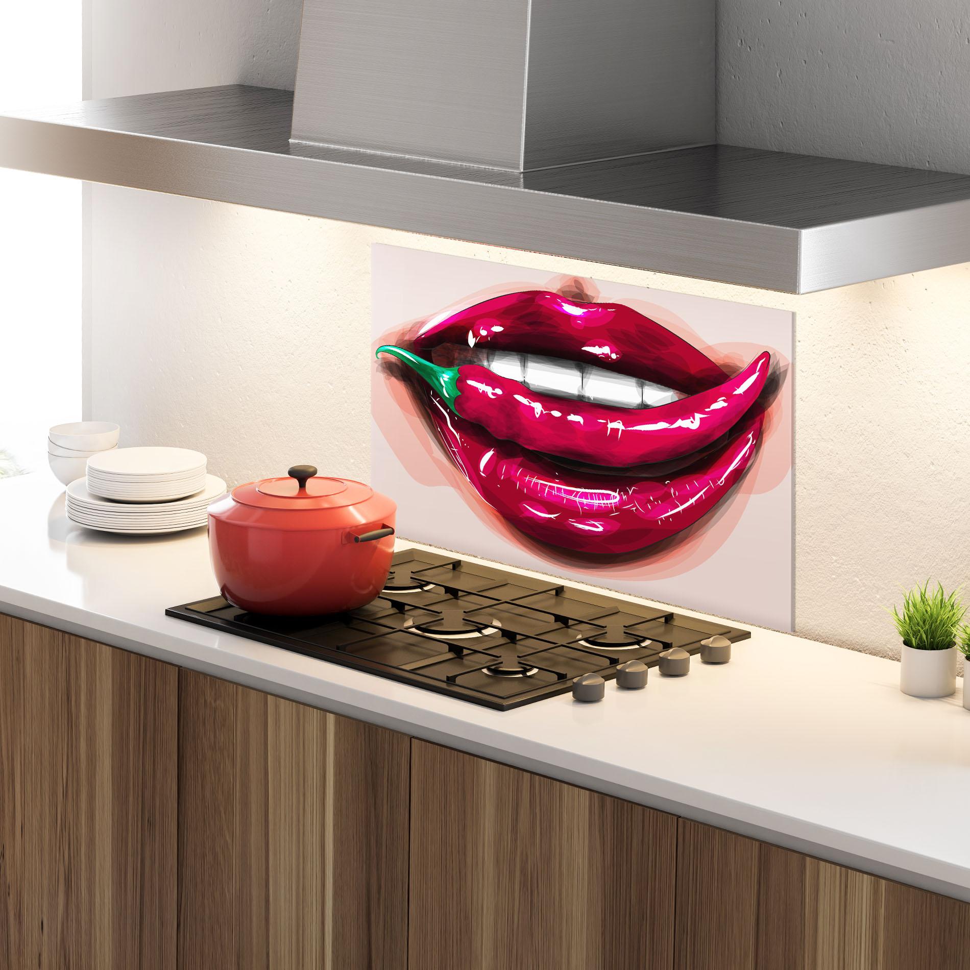 Konyhai üveg hátfal Chilli Lips mockup 4