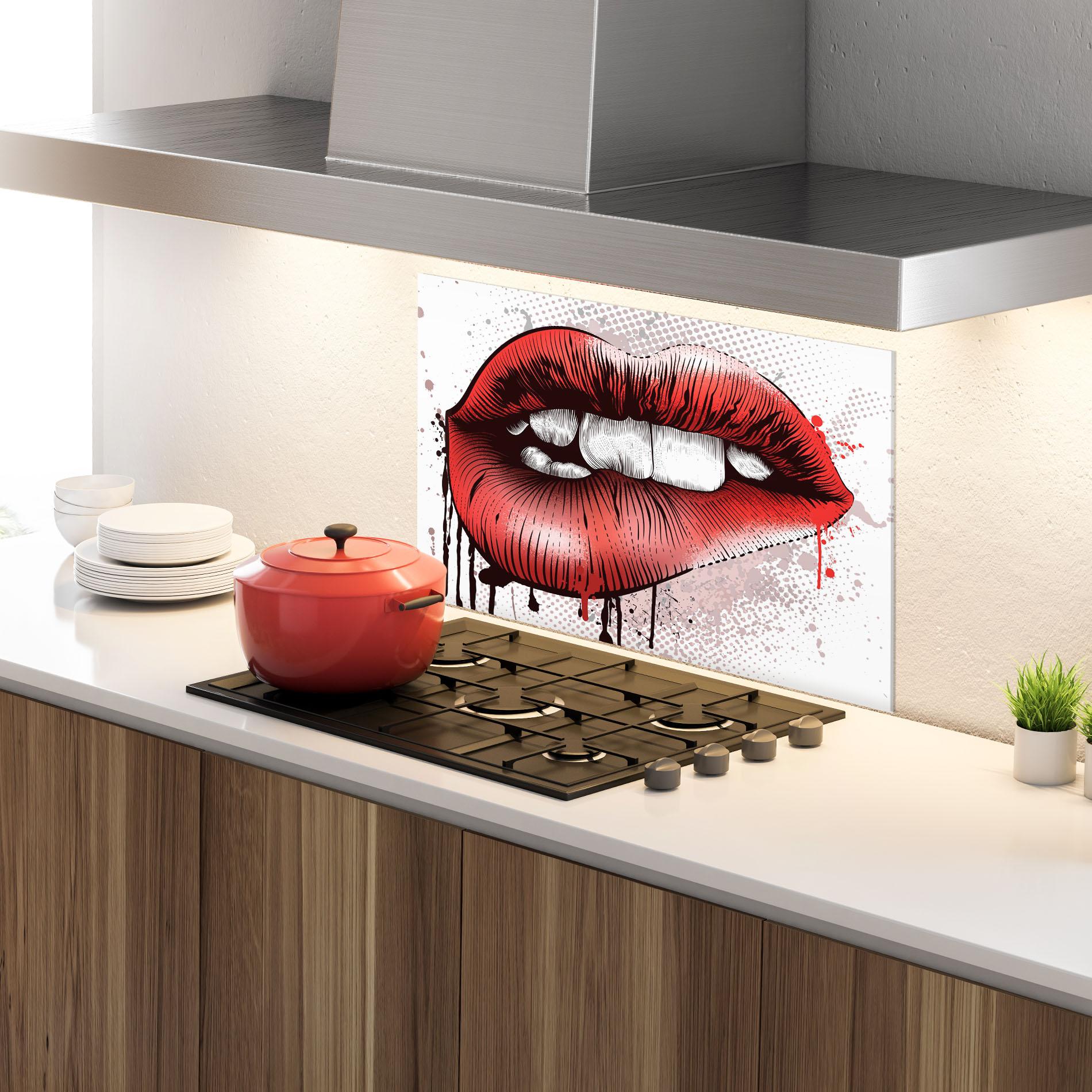 Konyhai üveg hátfal Lips Pop Artistic mockup 4