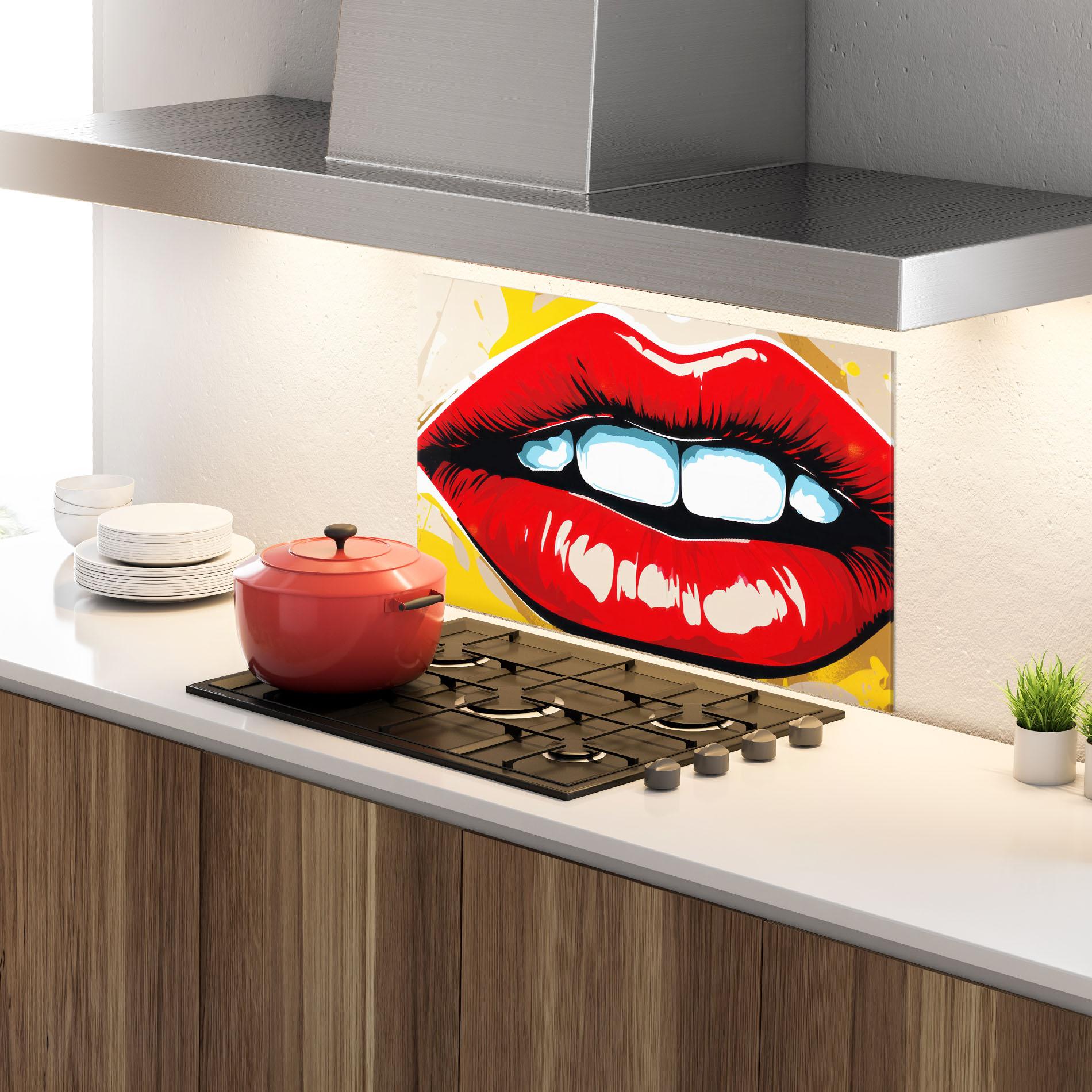 Konyhai üveg hátfal Pop Lips mockup 4