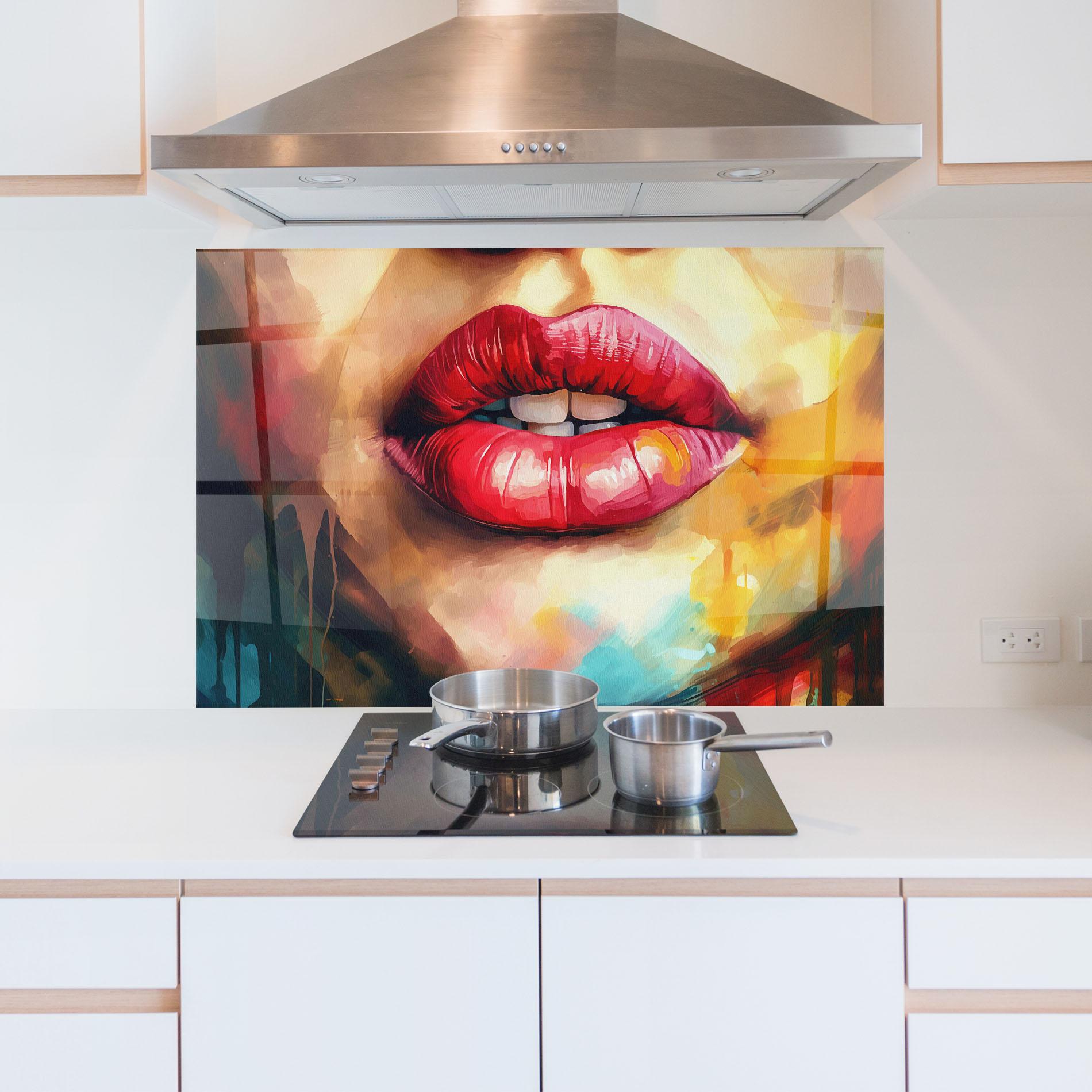 Konyhai üveg hátfal Painting Texture Lips mockup 5