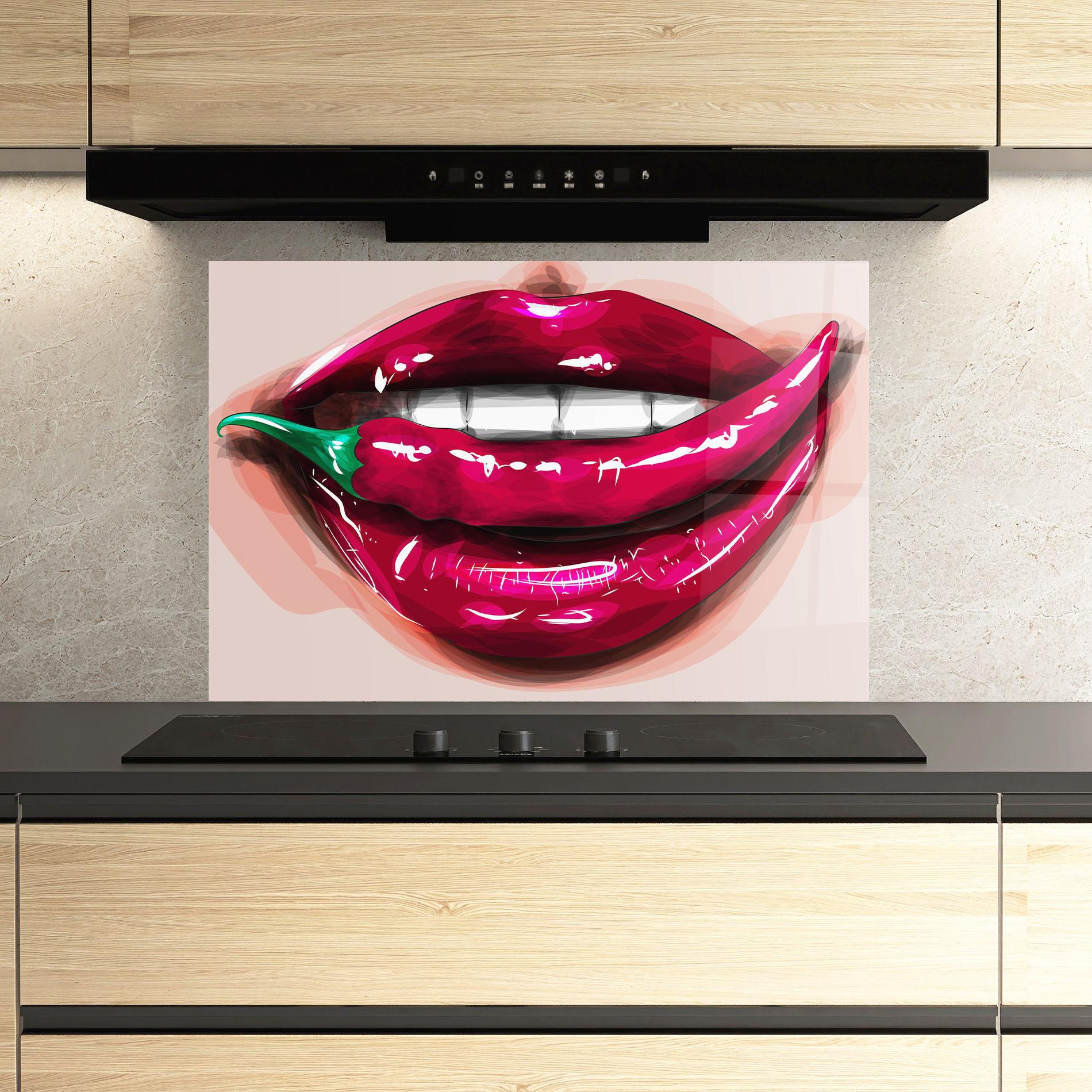 Konyhai üveg hátfal Chilli Lips mockup 3